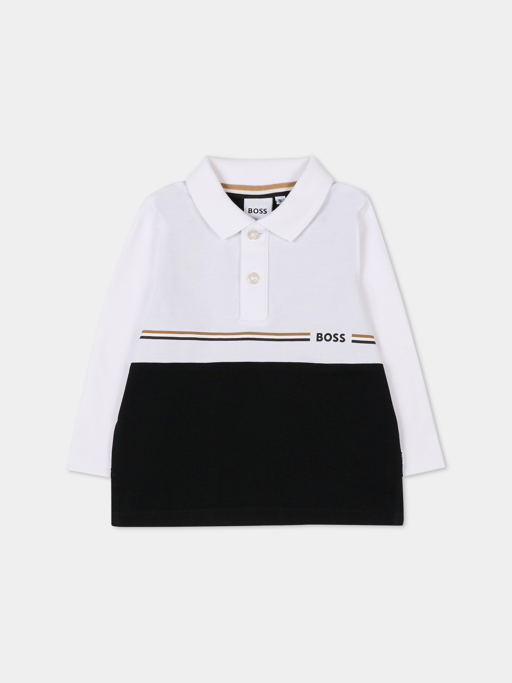 Polo nera per neonato con logo,Boss,J52456 09B