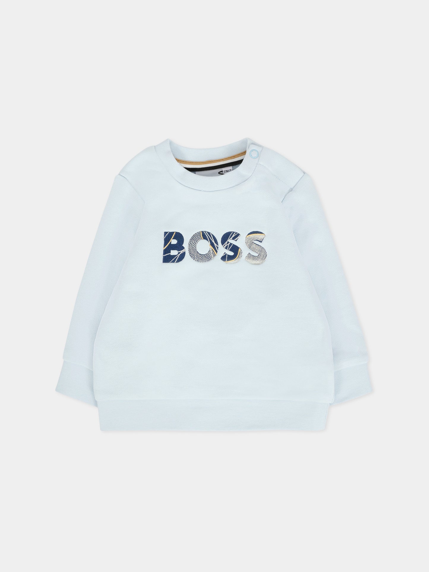 Felpa celeste per neonato con logo ricamato,Boss,J52457 791