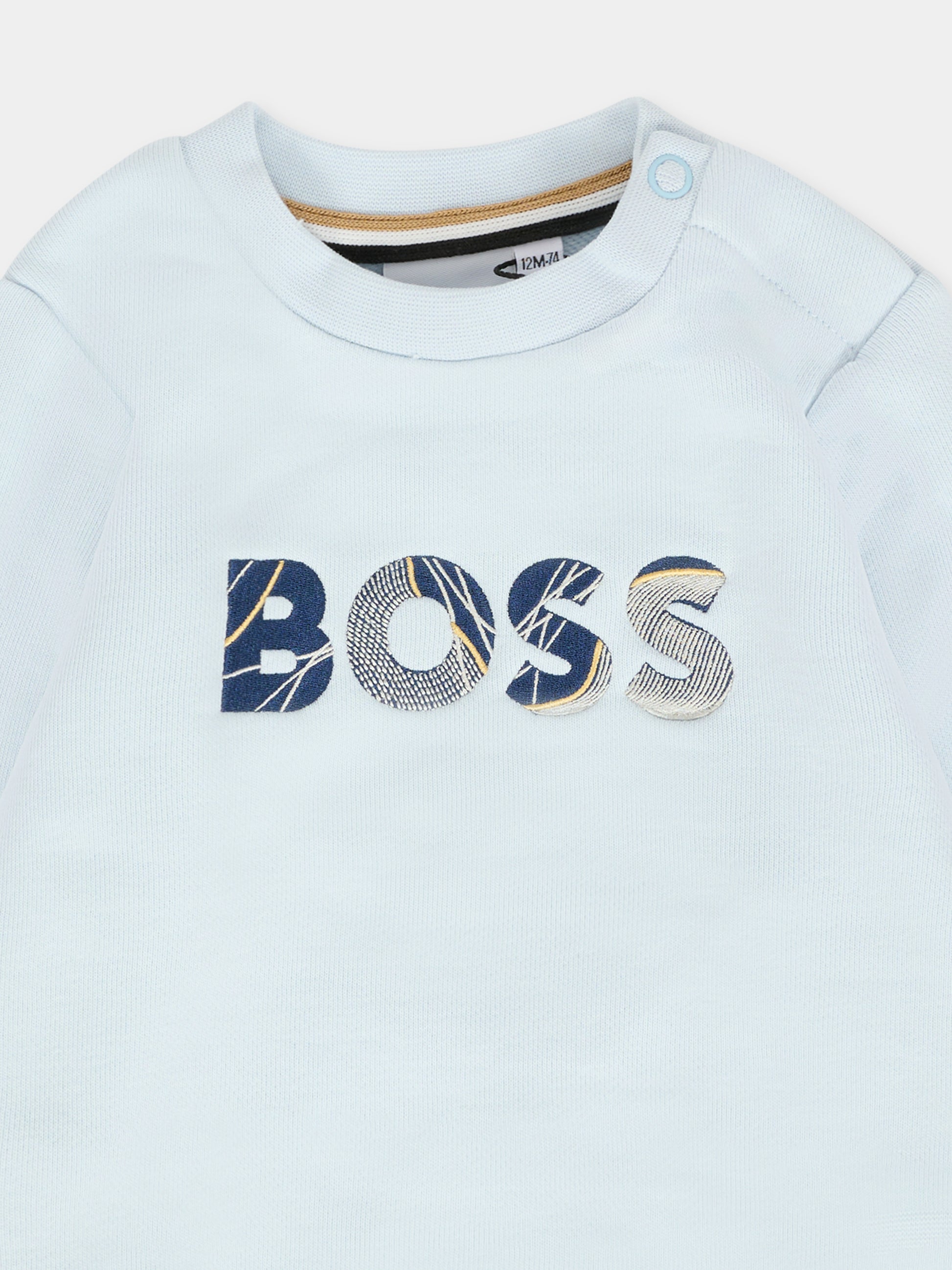 Felpa celeste per neonato con logo ricamato,Boss,J52457 791