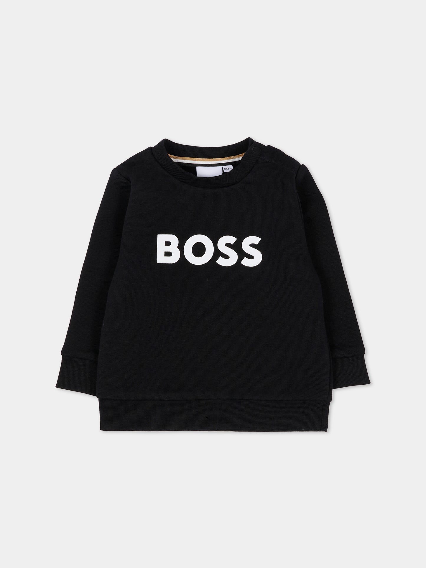 Felpa nera per neonato con logo,Boss,J52458 09B