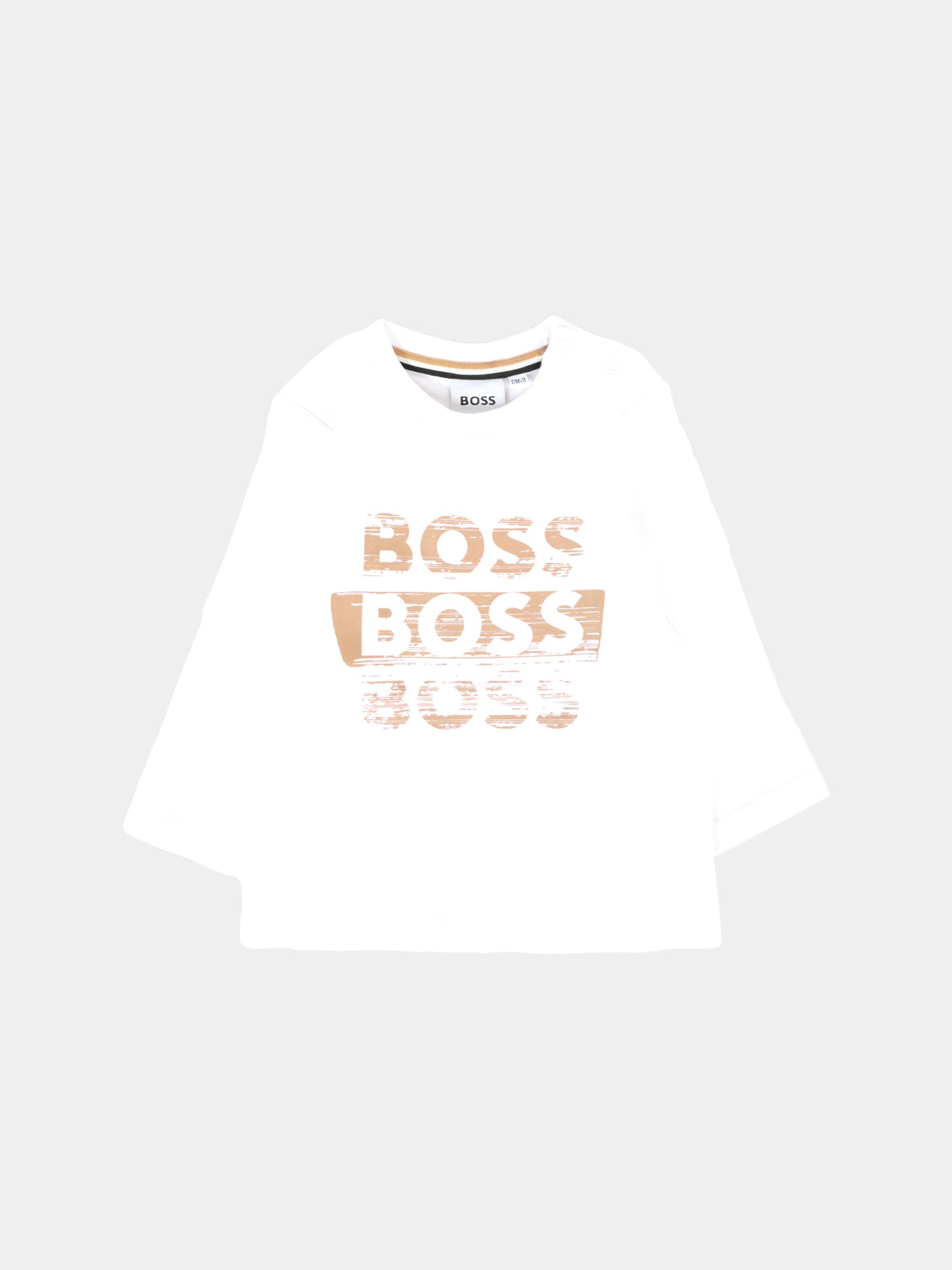 T-shirt bianca per neonato con logo,Boss,J52463 10P