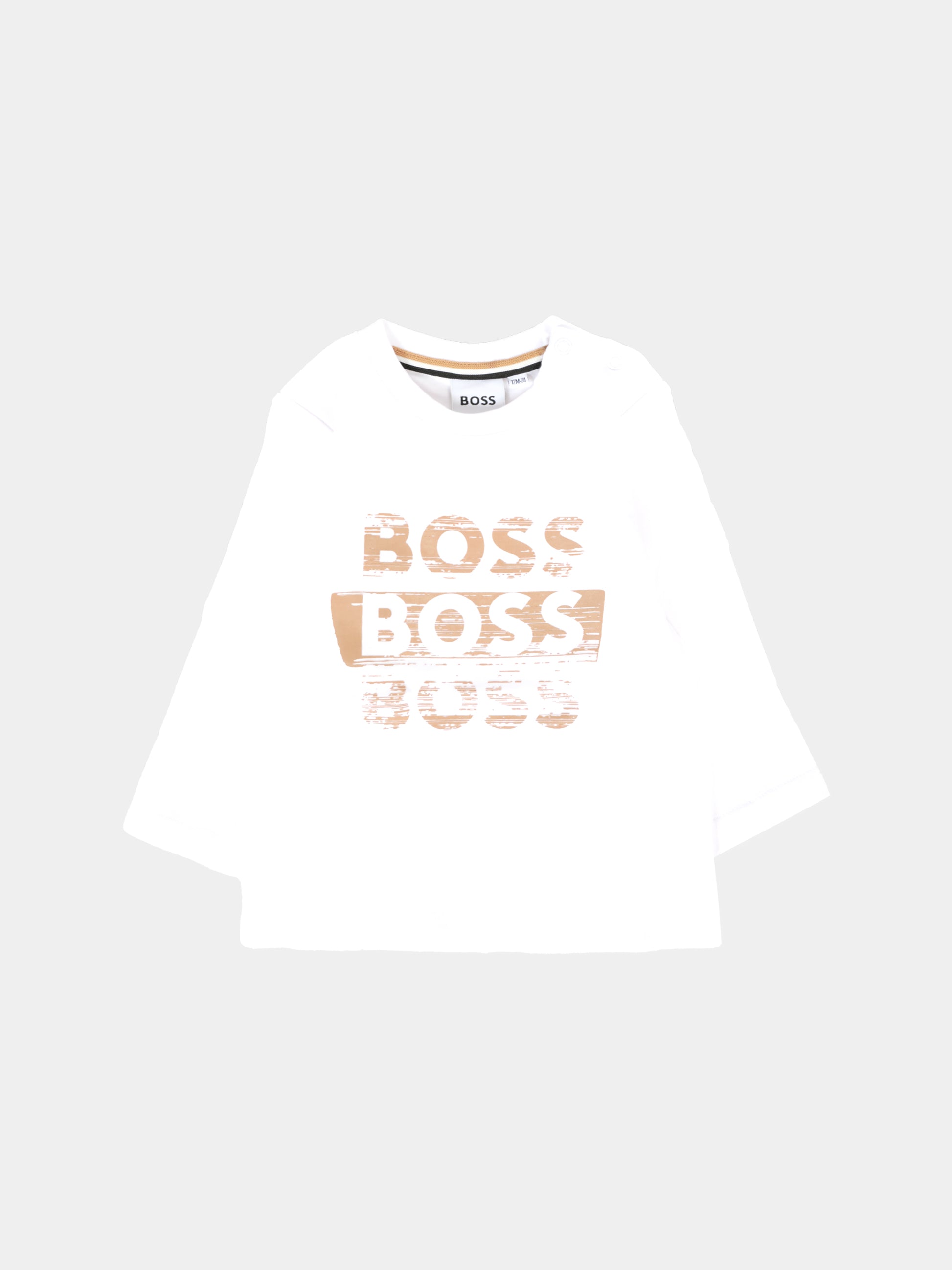 T-shirt bianca per neonato con logo,Boss,J52463 10P