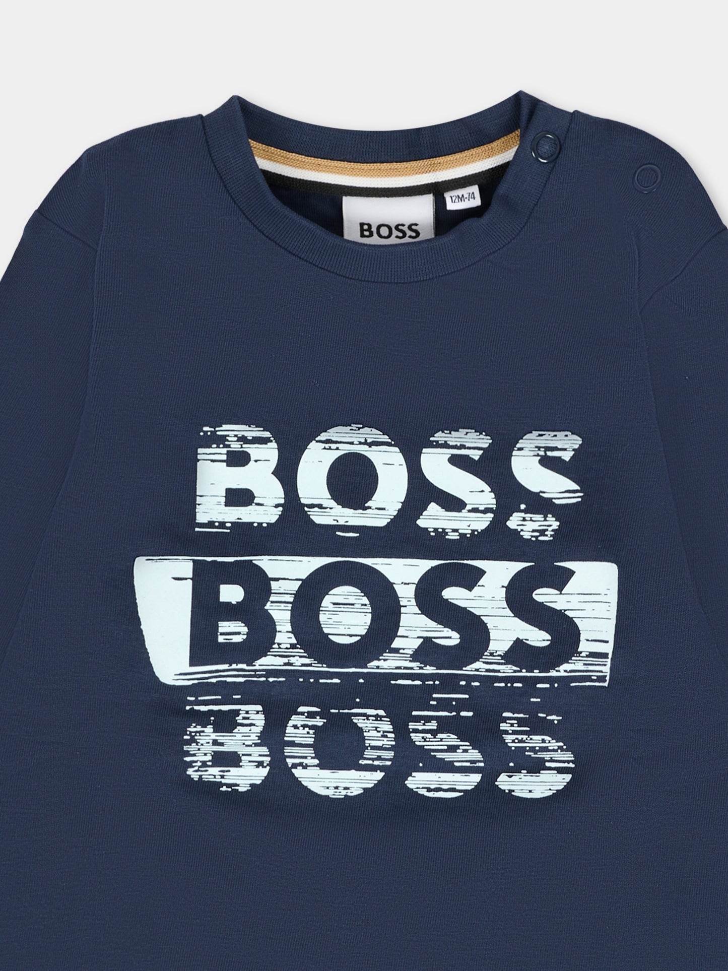 T-shirt blu per neonato con logo,Boss,J52463 849