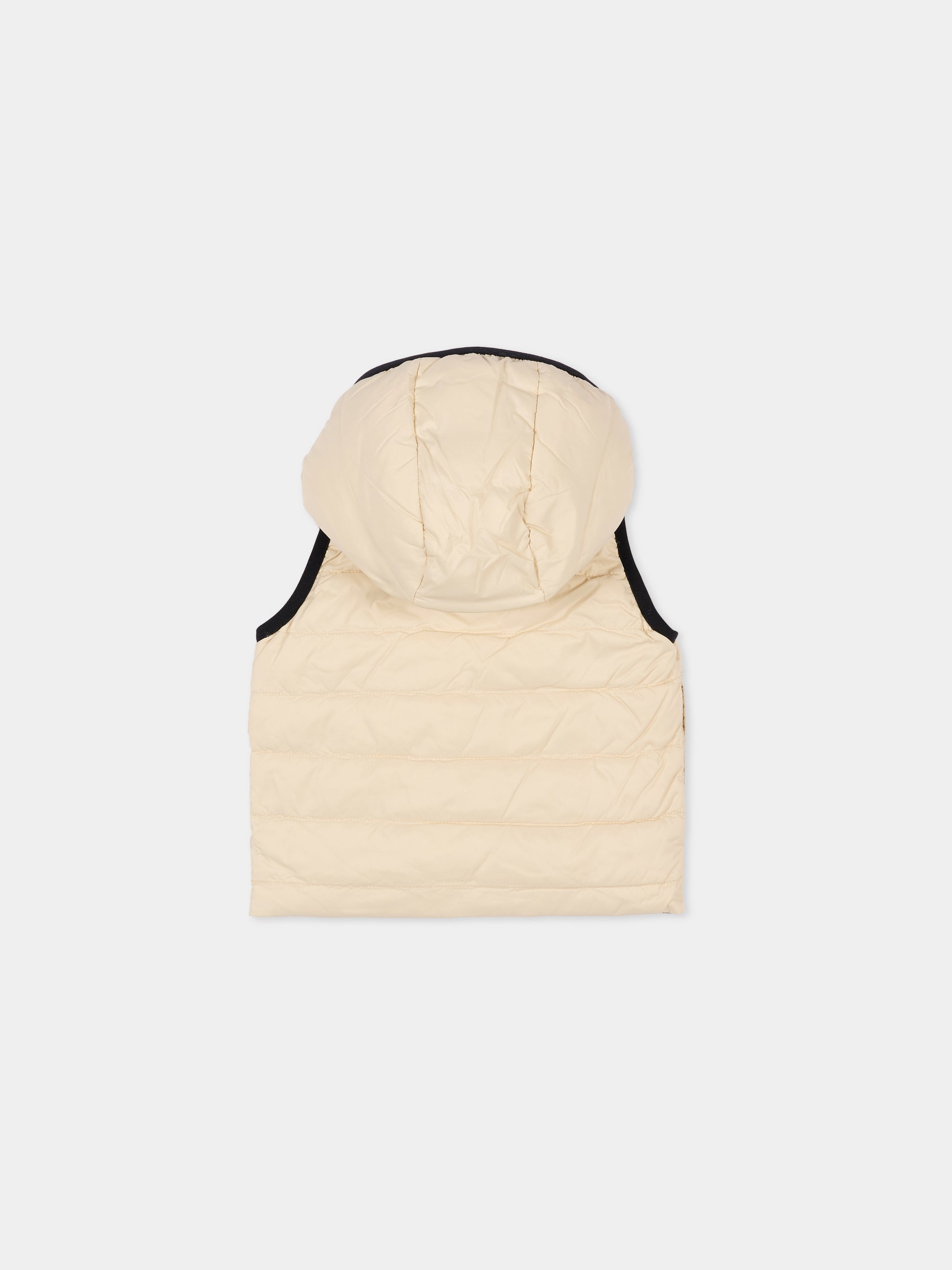 Gilet reversibile beige per neonato con logo,Boss,J52474 21C