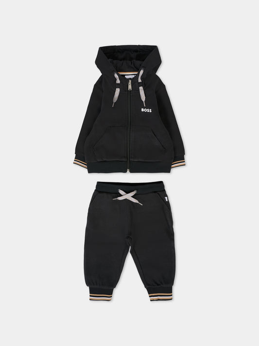 Completo nero per neonato con logo,Boss,J52480 09B