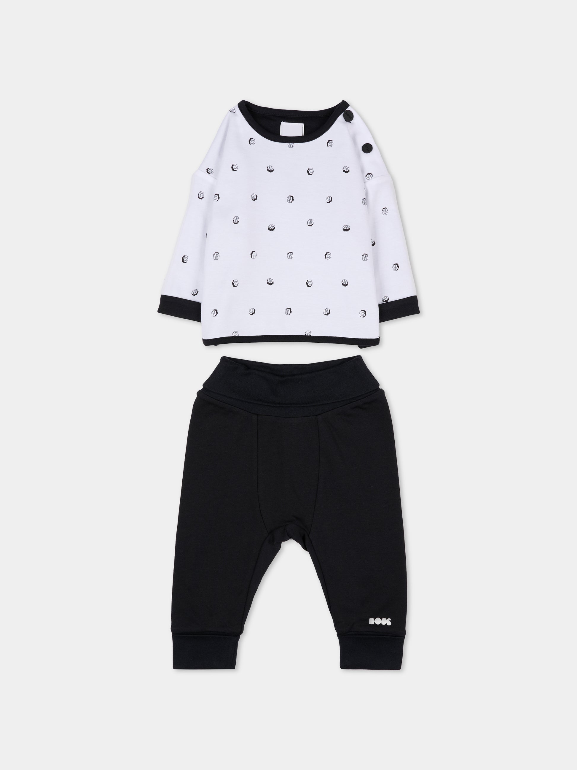 Completo reversibile nero per neonato con logo,Boss,J52491 09B