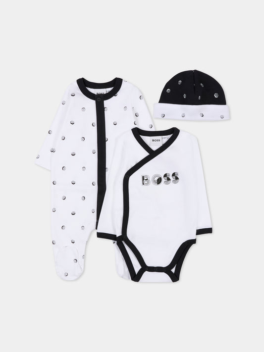 Set tutina bianco per neonato con logo,Boss,J52492 10P