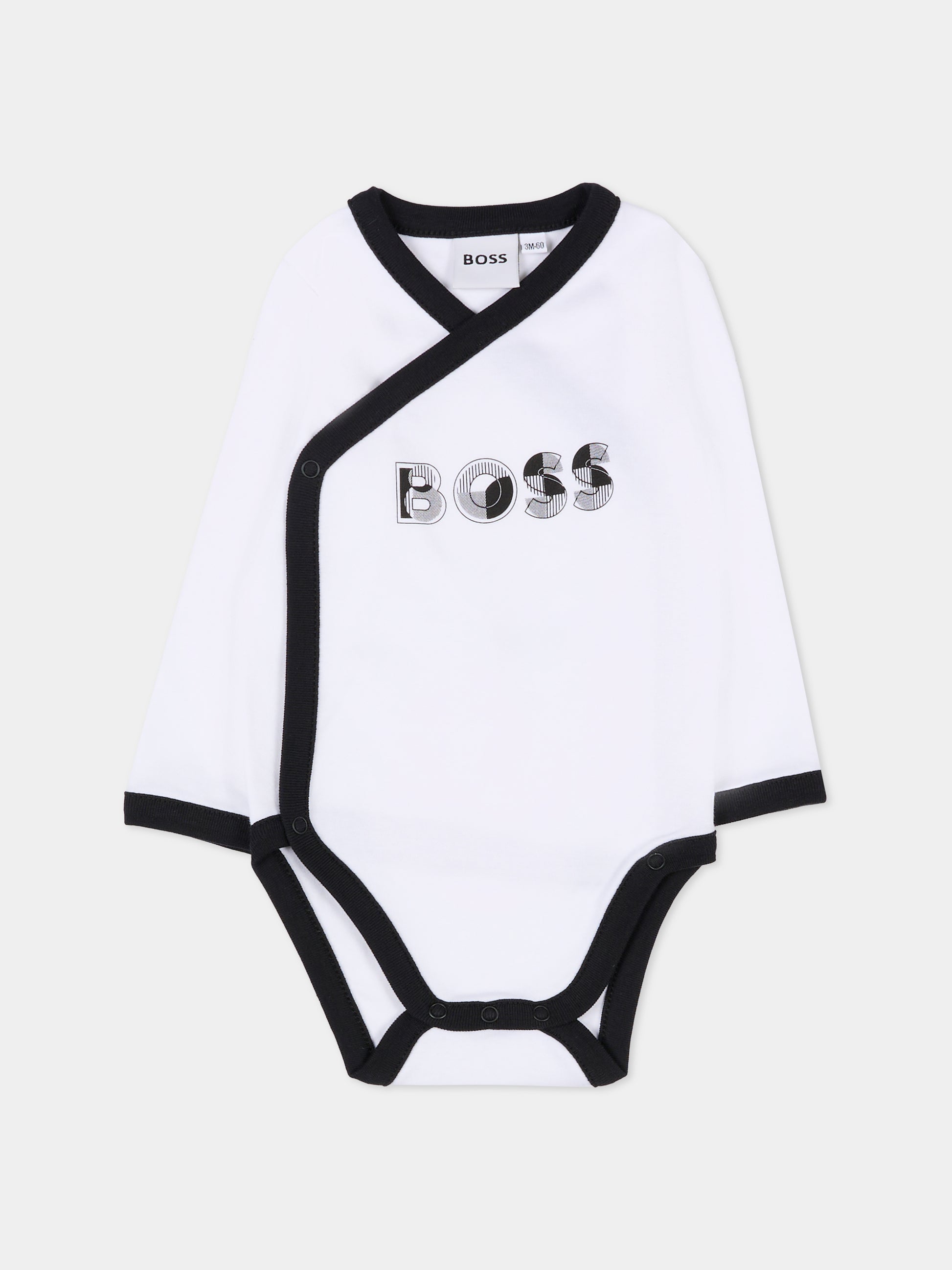 Set tutina bianco per neonato con logo,Boss,J52492 10P