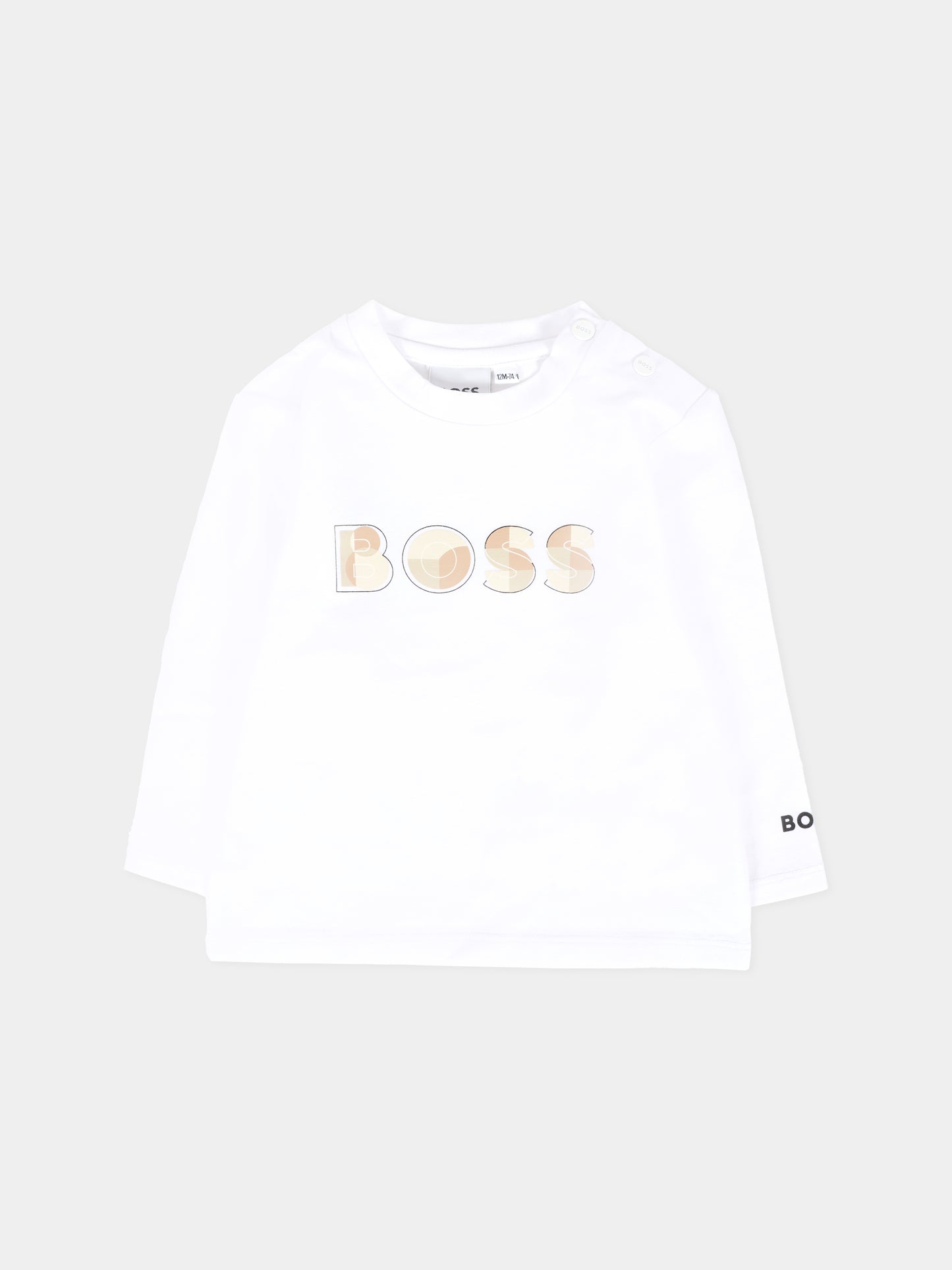 T-shirt bianca per neonato con logo,Boss,J52514 10P