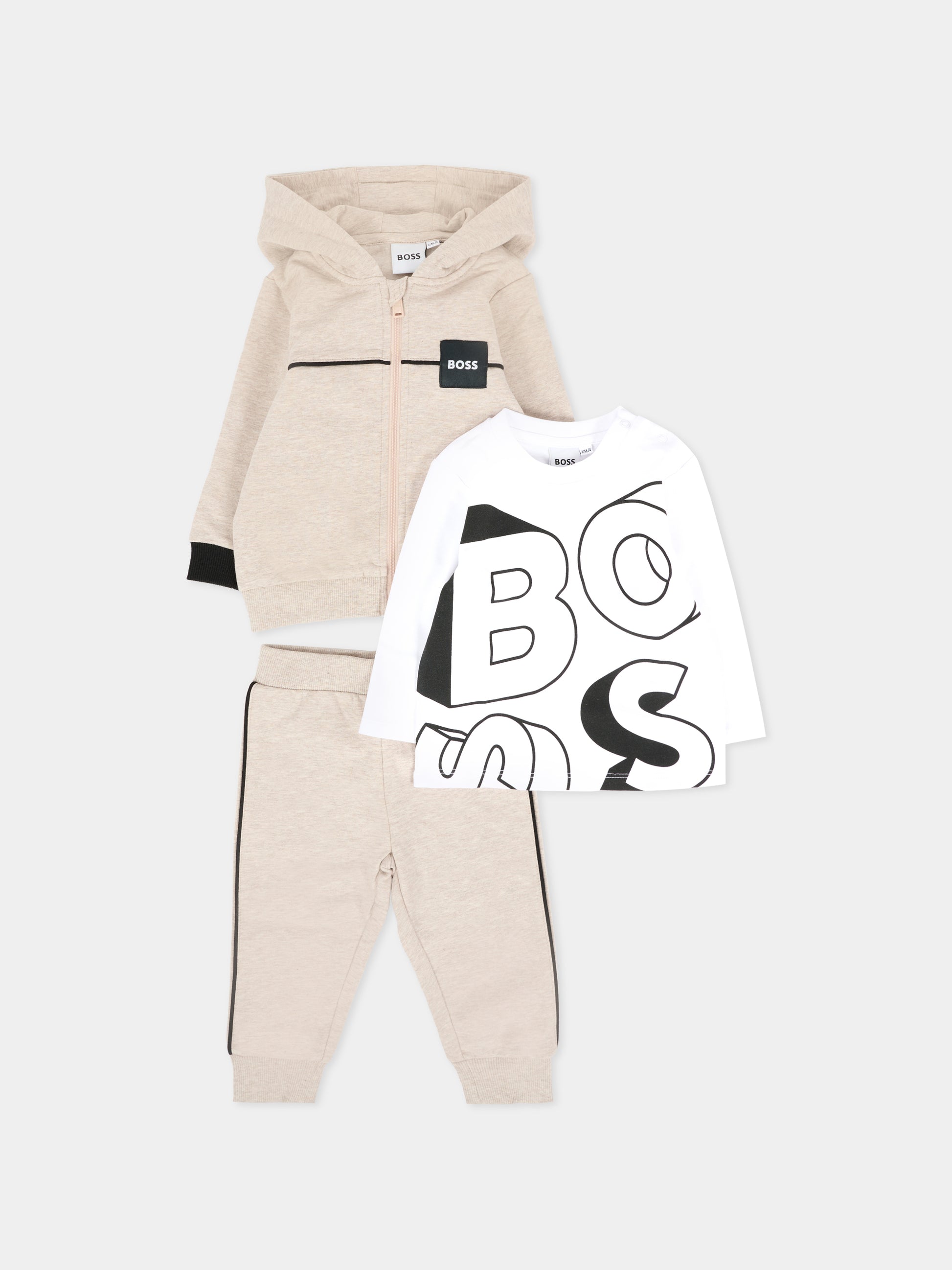 Completo beige per neonato con logo,Boss,J52527 B51