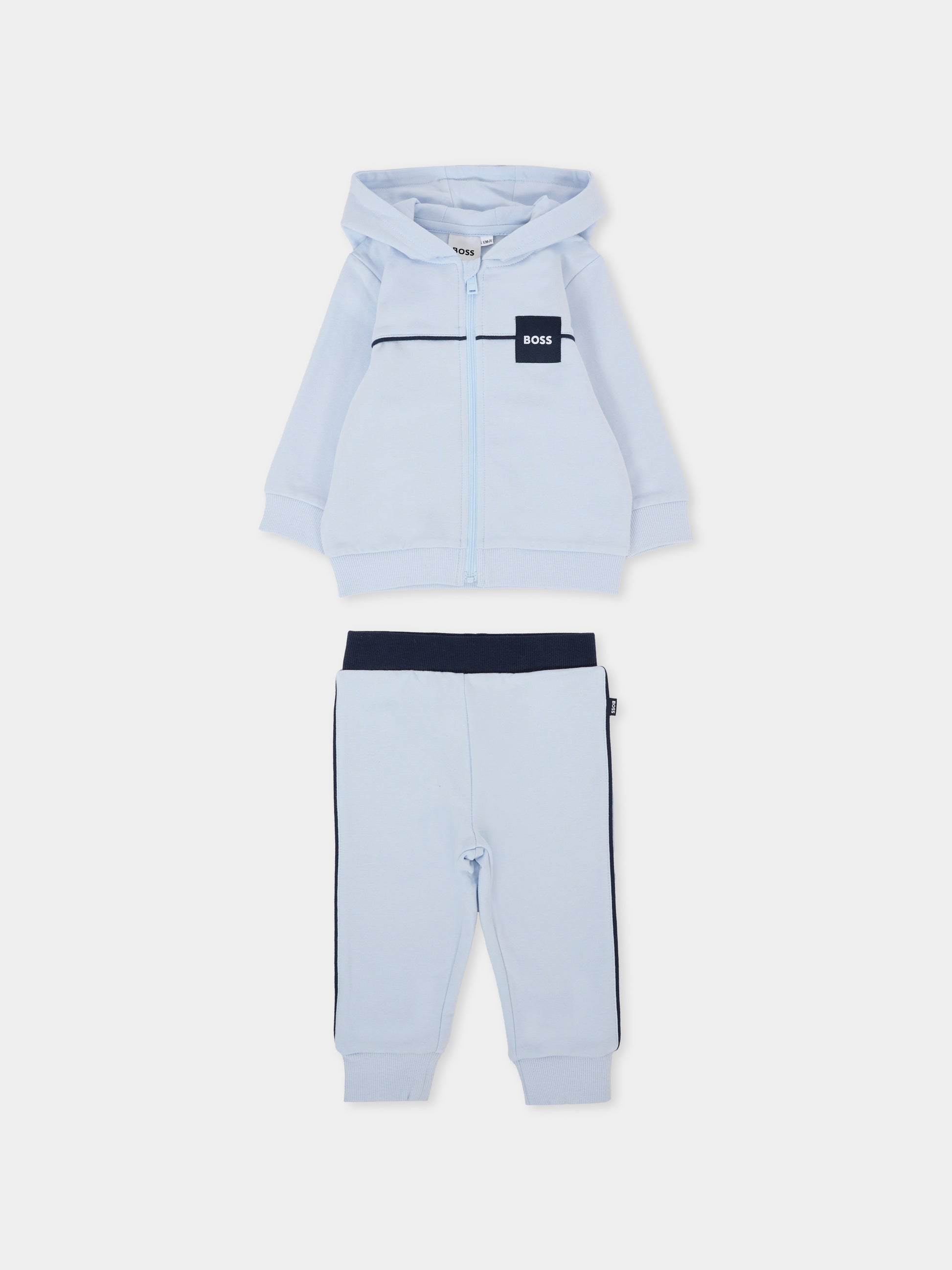 Completo celeste per neonato con logo,Boss,J52527 771