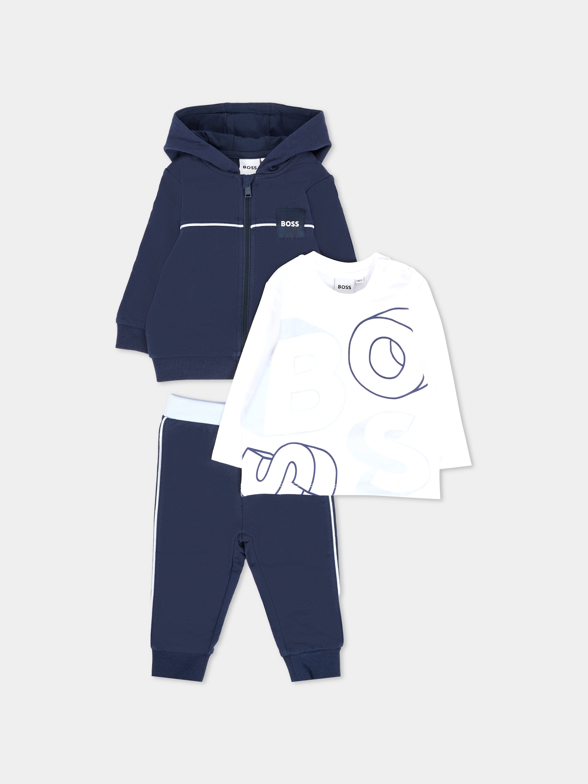 Completo blu per neonato con logo,Boss,J52527 849