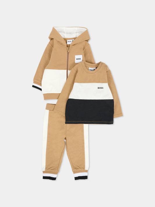 Completo beige per neonato con logo,Boss,J52533 269