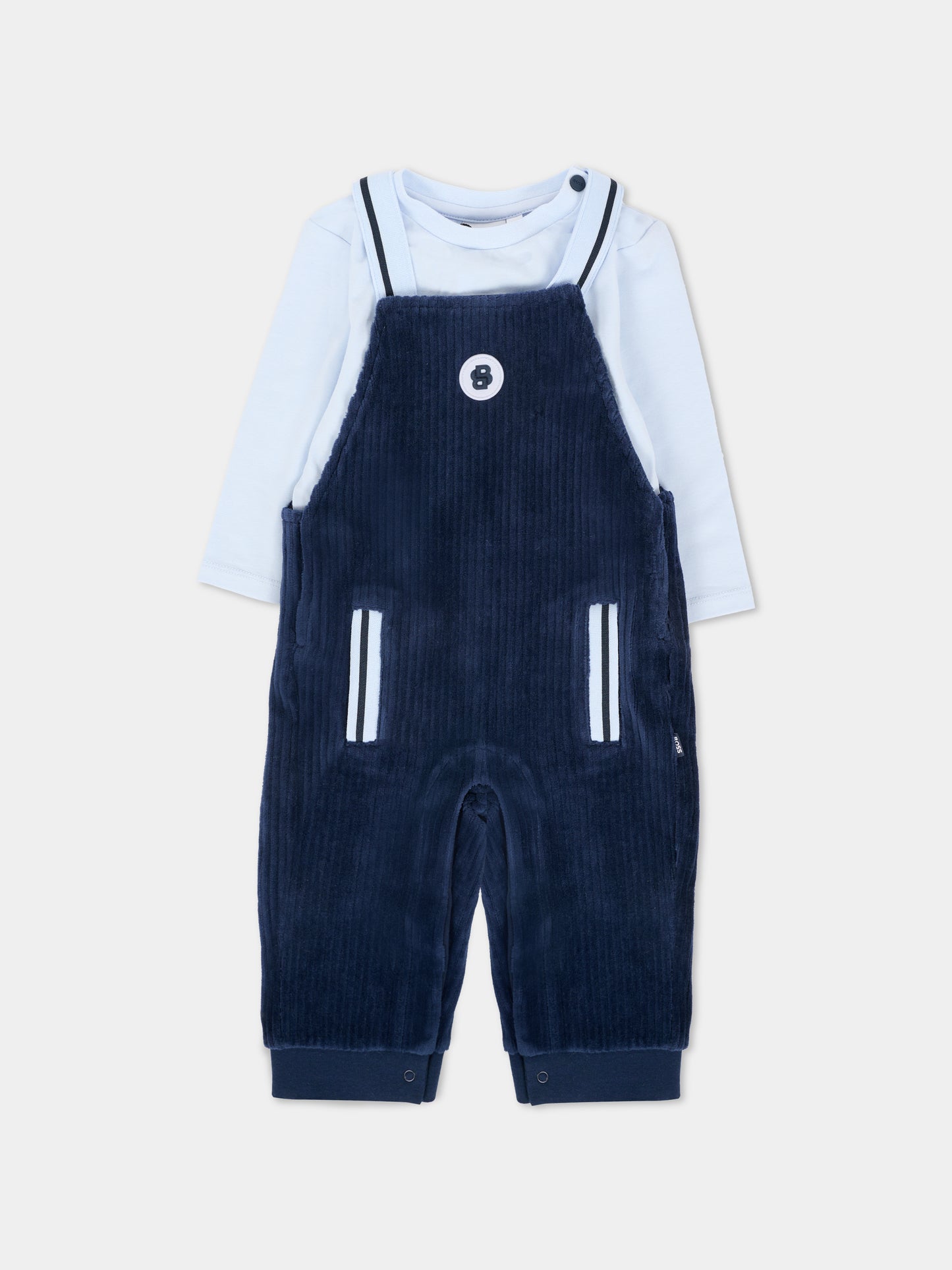 Salopette blu per neonato con logo,Boss,J52540 849