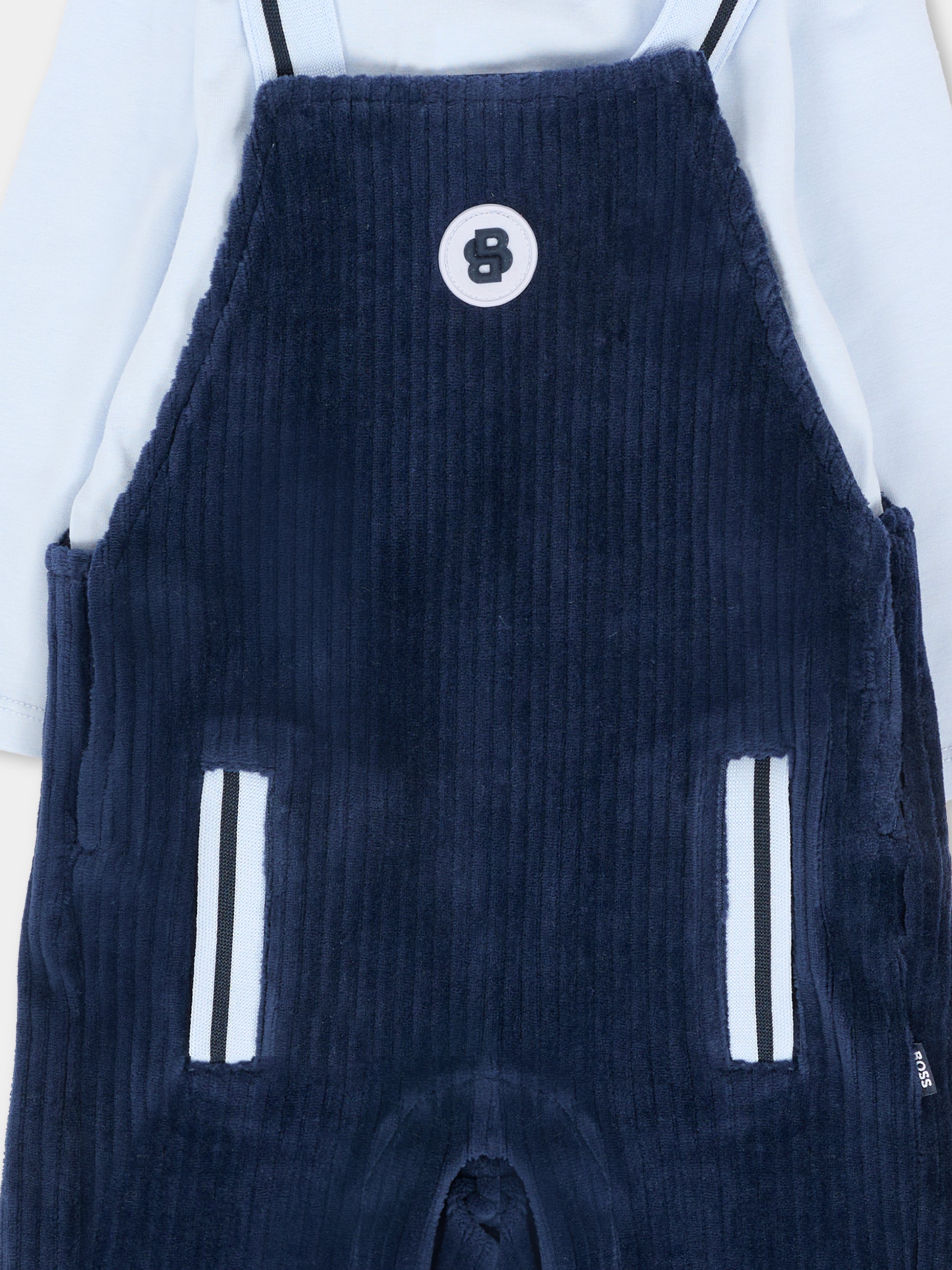 Salopette blu per neonato con logo,Boss,J52540 849