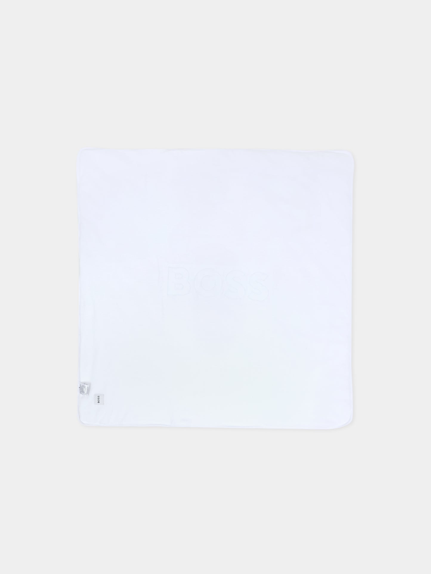 Coperta bianca reversibile per neonato con logo BB,Boss,J52601 10P