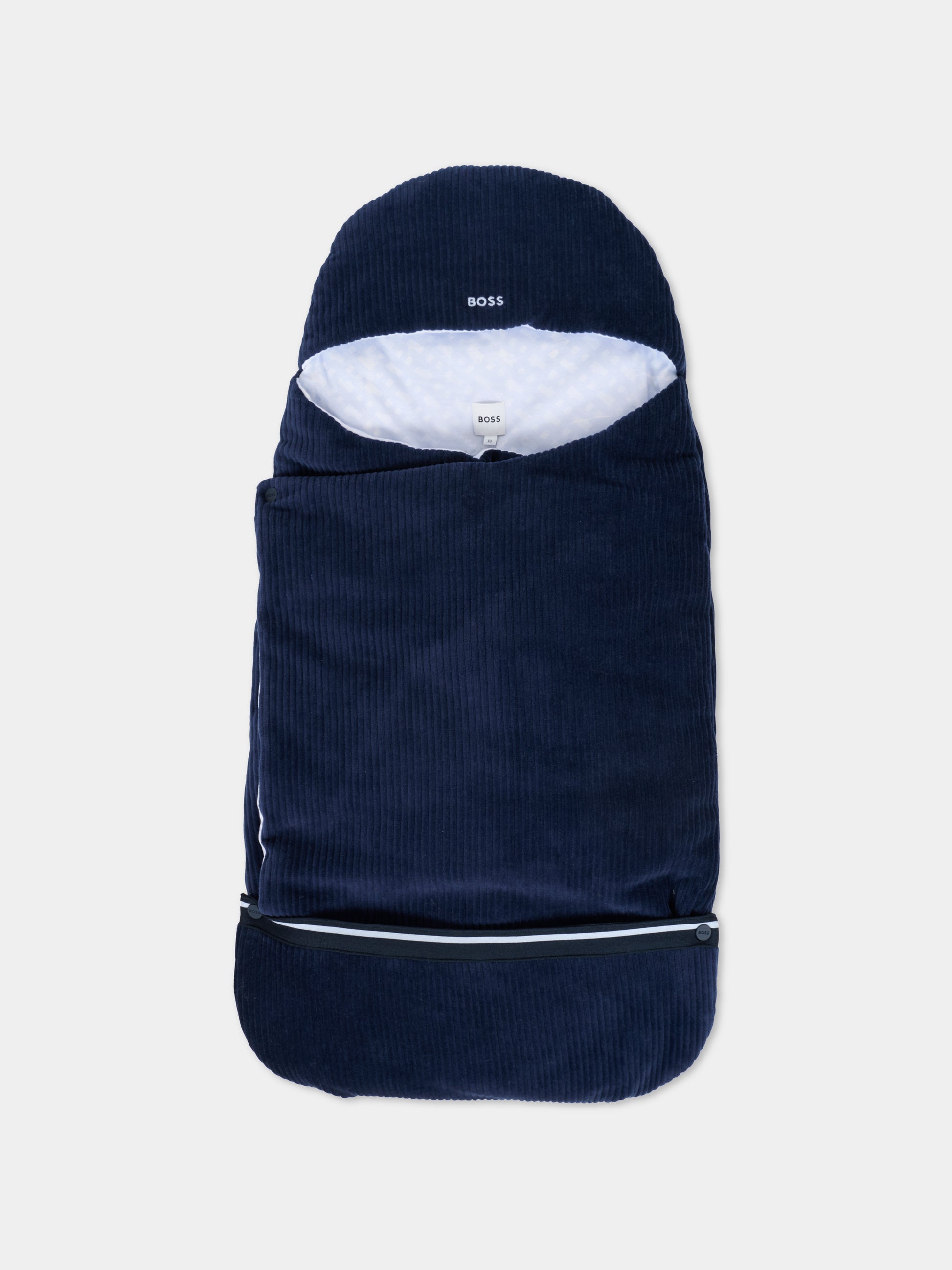 Sacco nanna blu per neonato con logo ricamato,Boss,J52602 849