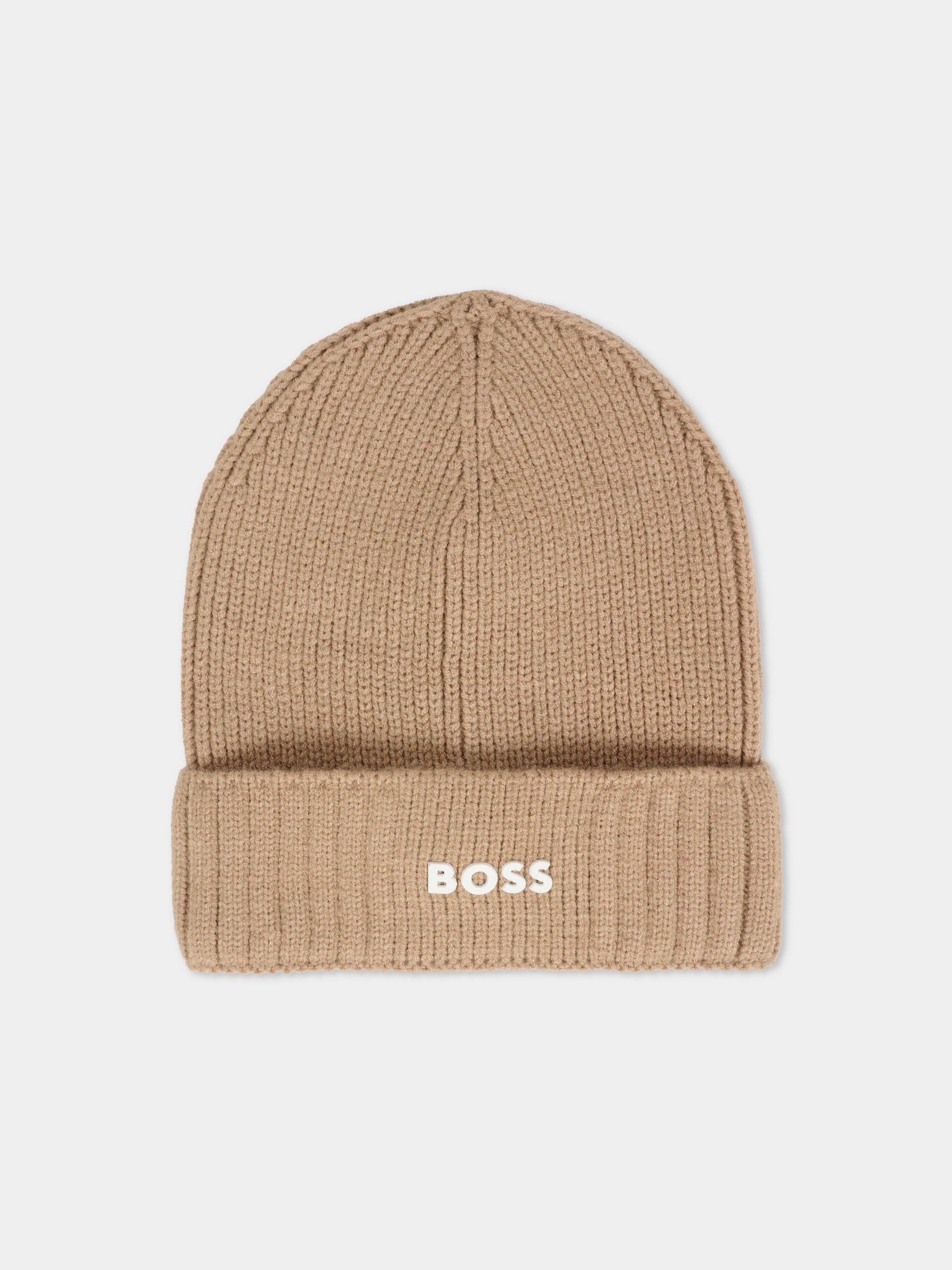 Berretto beige per bambino con logo,Boss,J52616 269