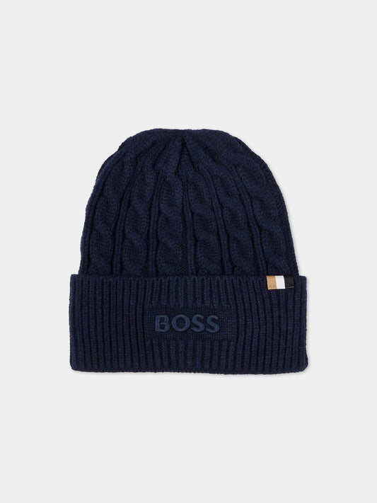 Berretto blu per bambino con logo,Boss,J52624 849