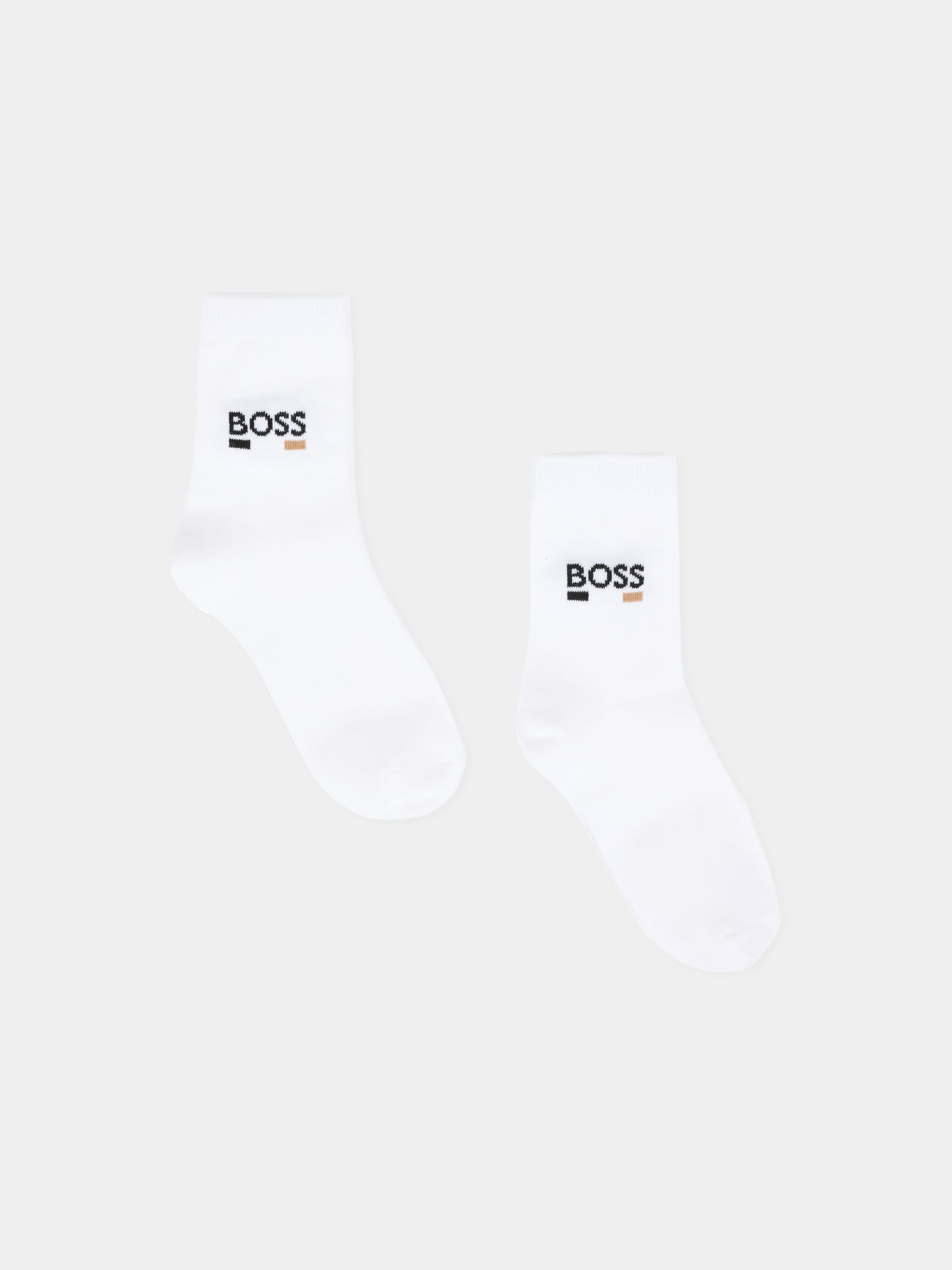 Set calze bianche per bambino con logo,Boss,J52637 10P