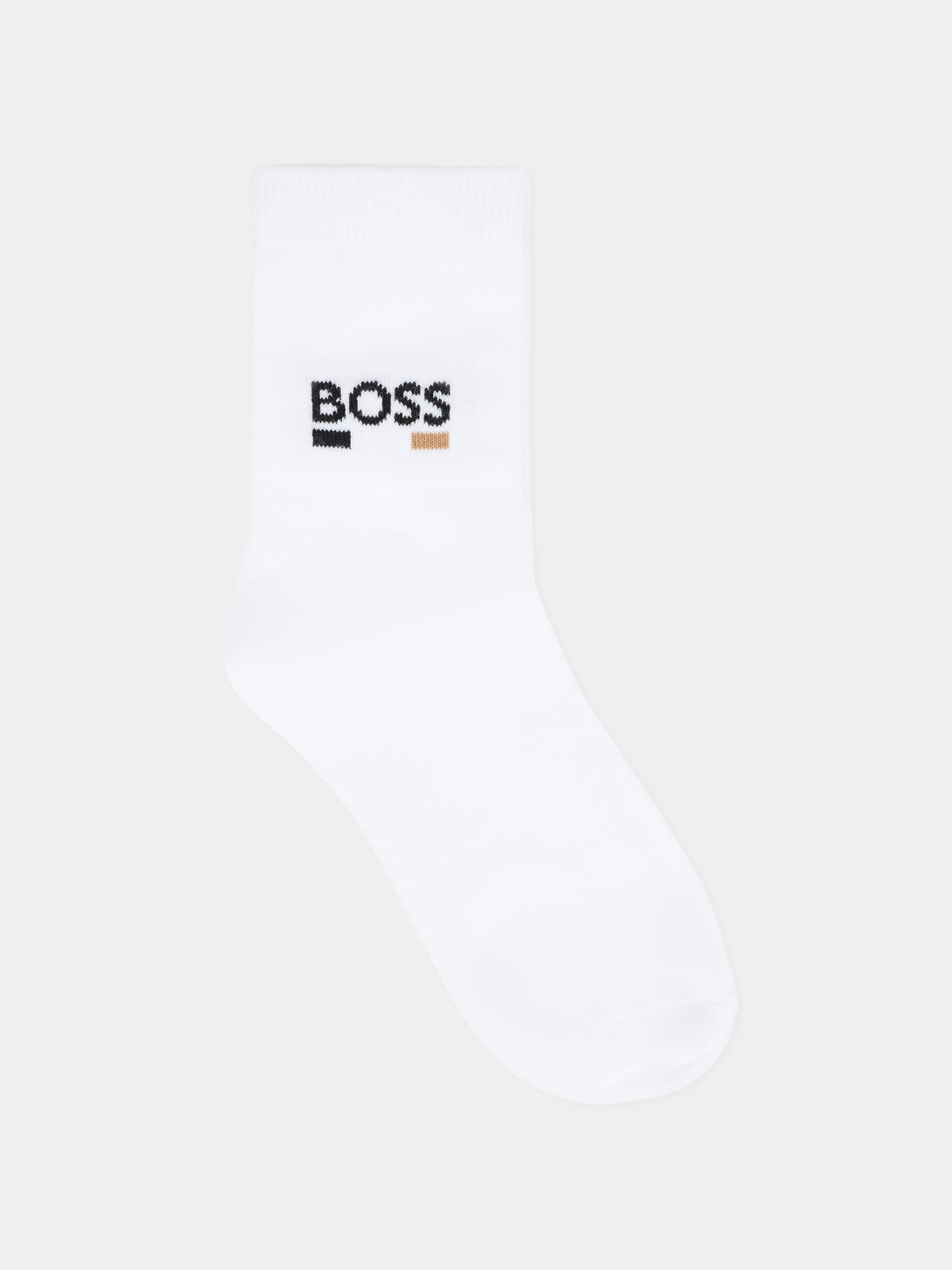 Set calze bianche per bambino con logo,Boss,J52637 10P