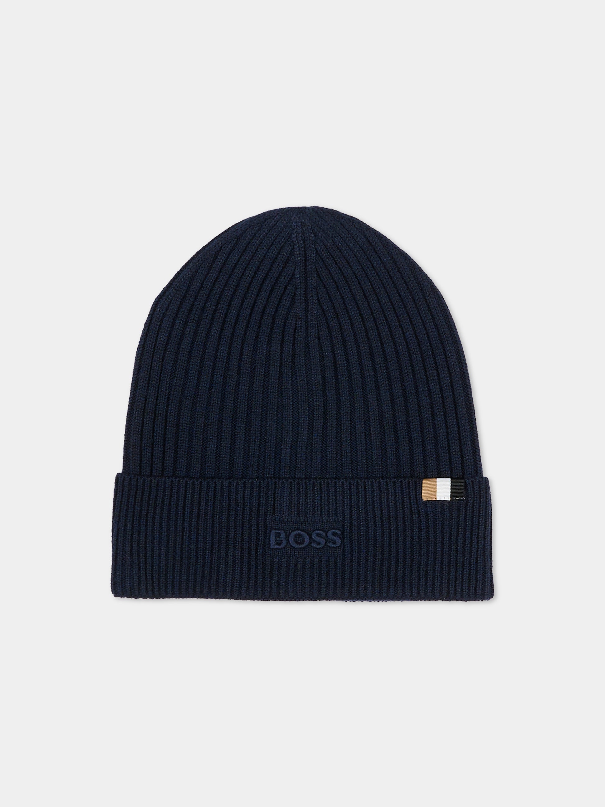 Berretto blu per neonato con logo,Boss,J52650 849