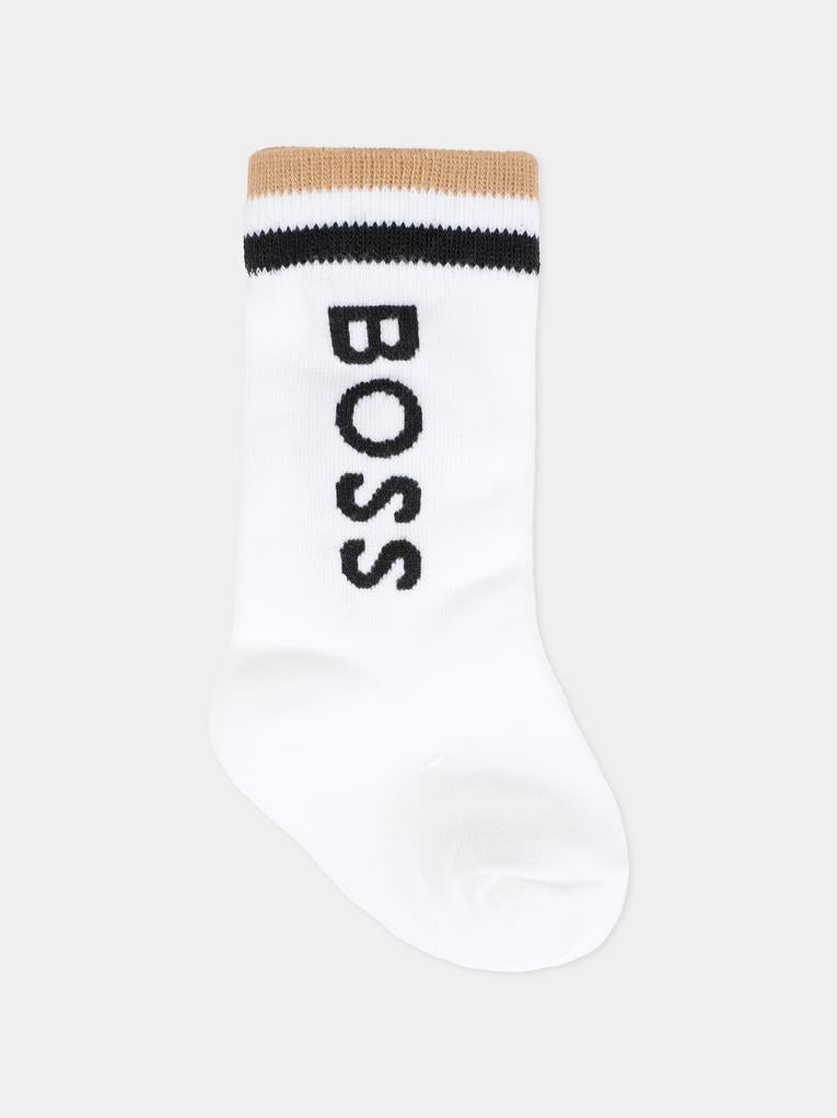 Set calzini neri per neonato con logo,Boss,J52654 09B