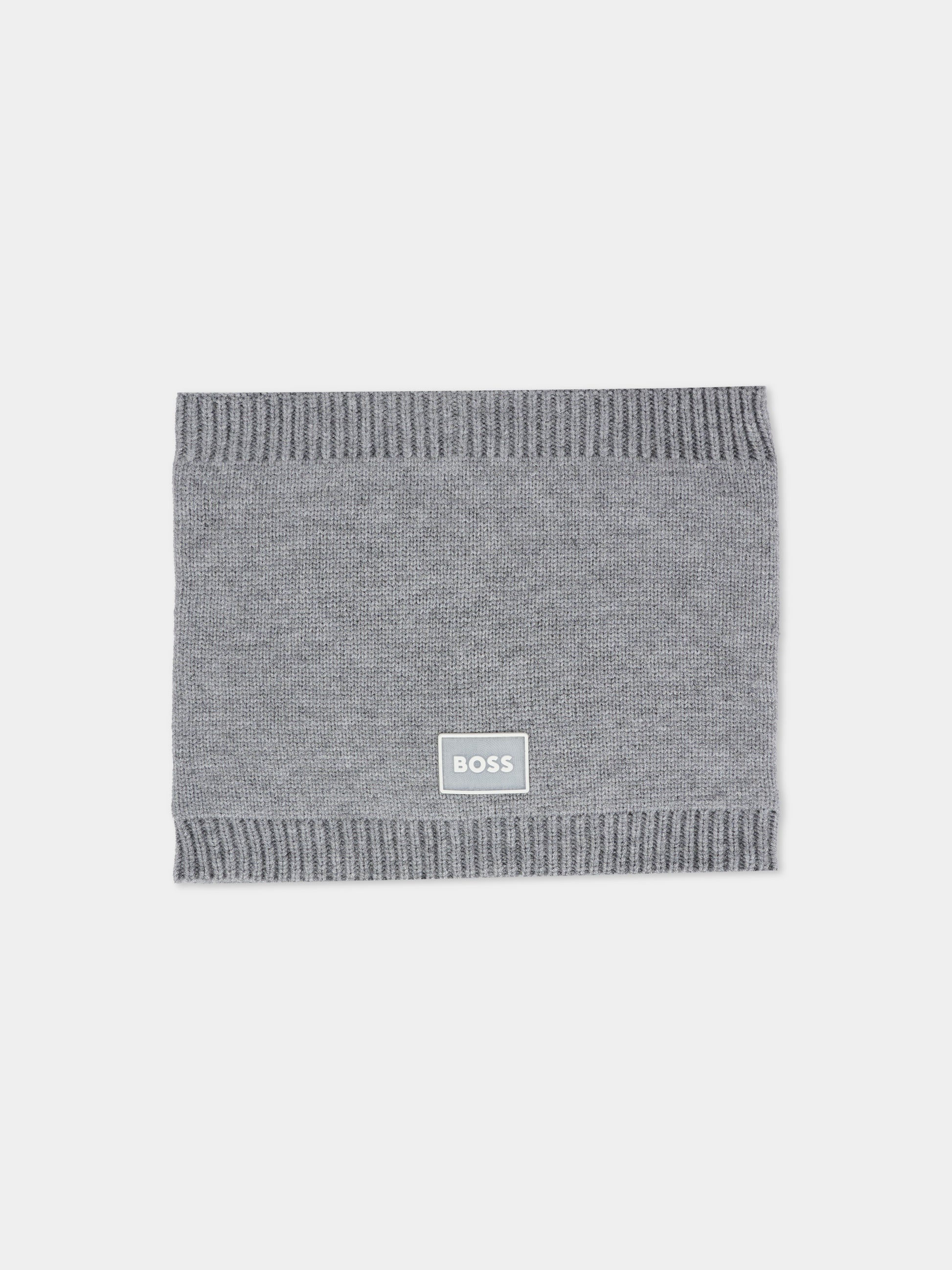 Scaldacollo grigio per bambino con patch,Boss,J52667 A46