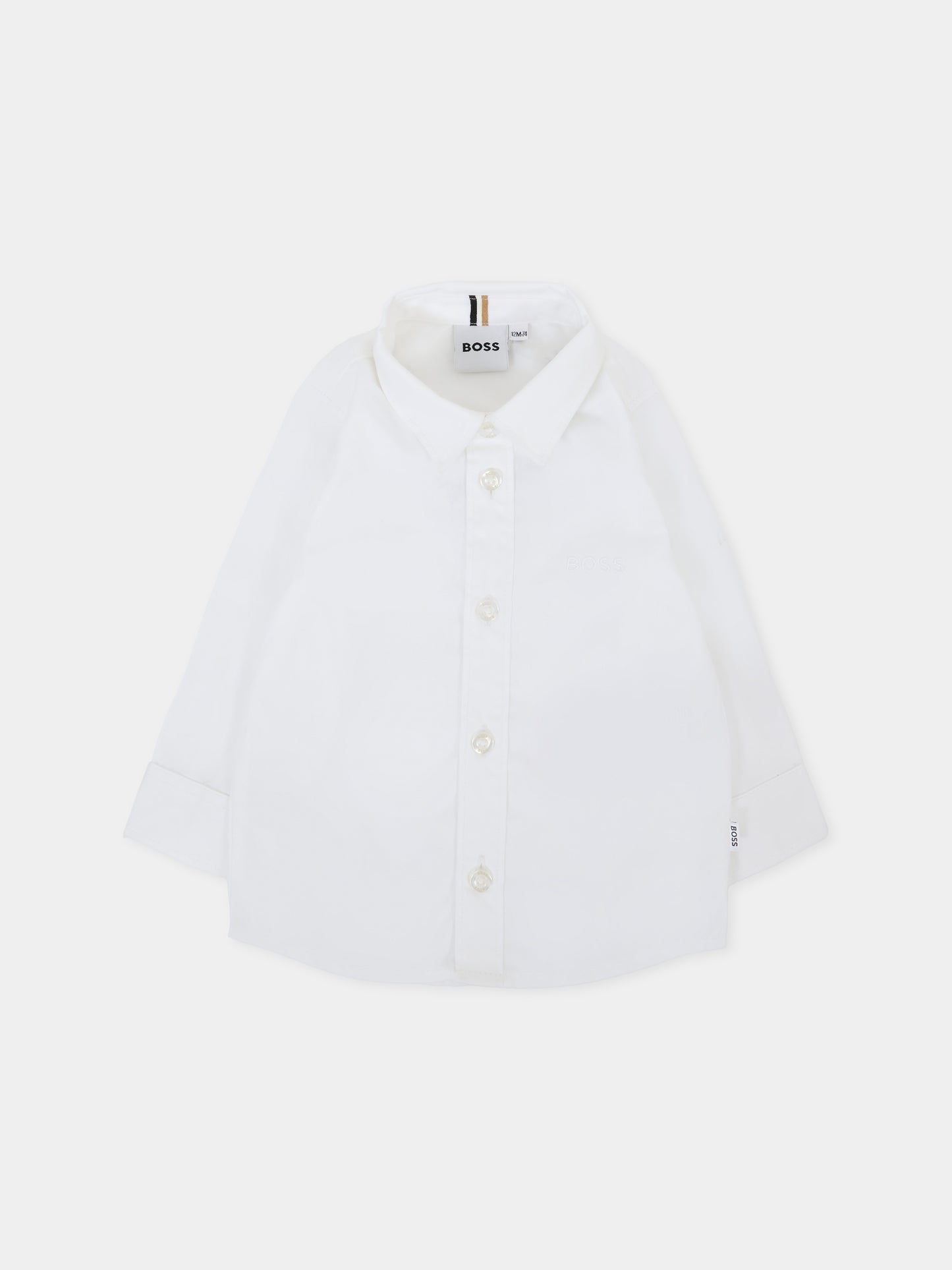 Camicia bianca per neonato con logo bianco,Boss,J52681 10P