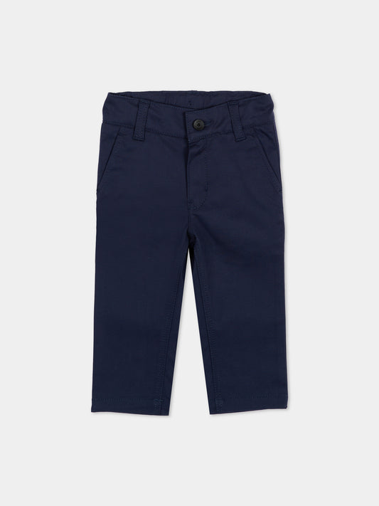 Pantalon bleu pour bébé garçon avec logo patch