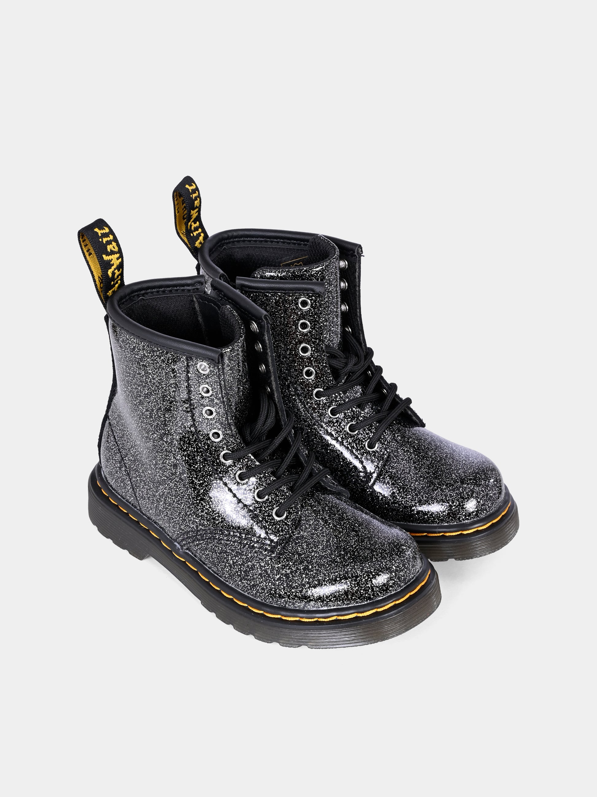 Anfibi neri 1460 T per bambina con lurex,Dr. Martens,1460 T 8 EYE BOOT 41435001 BLACK
