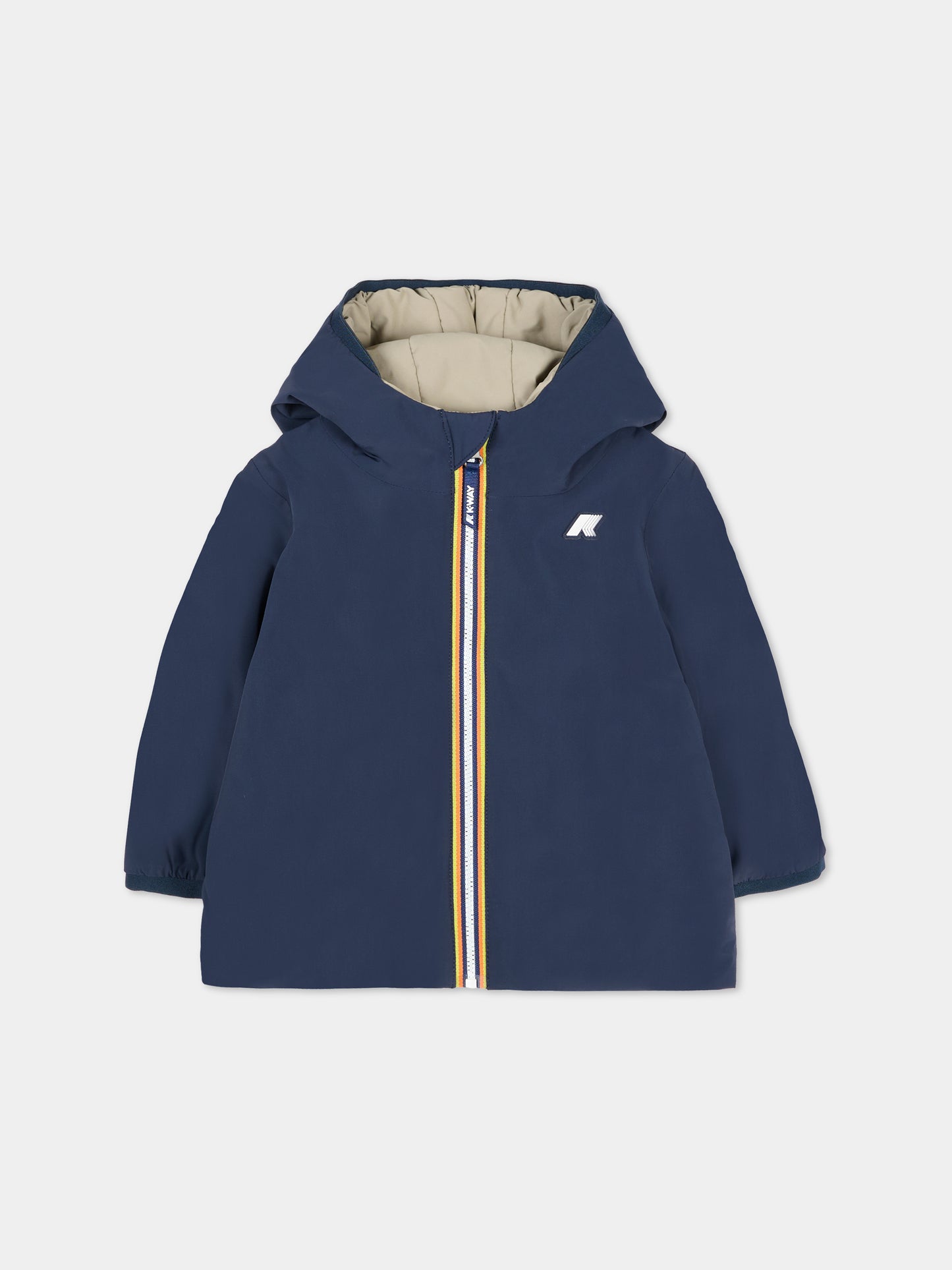 Piumino reversibile Jack St Warm blu per neonato con logo,K-way,K71338W B3F