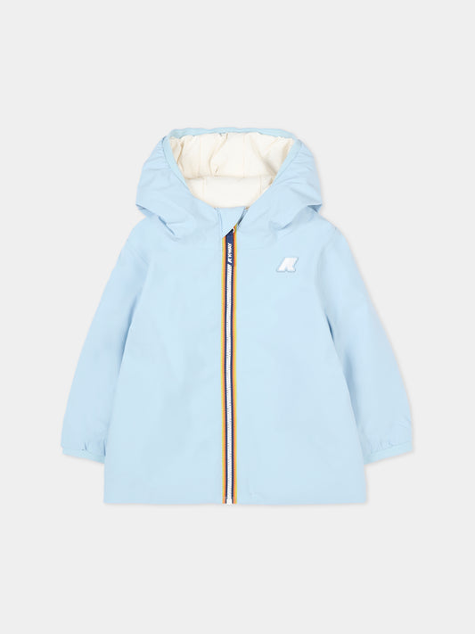 Piumino reversibile Jack St Warm celeste per neonato con logo,K-way,K71338W BBF