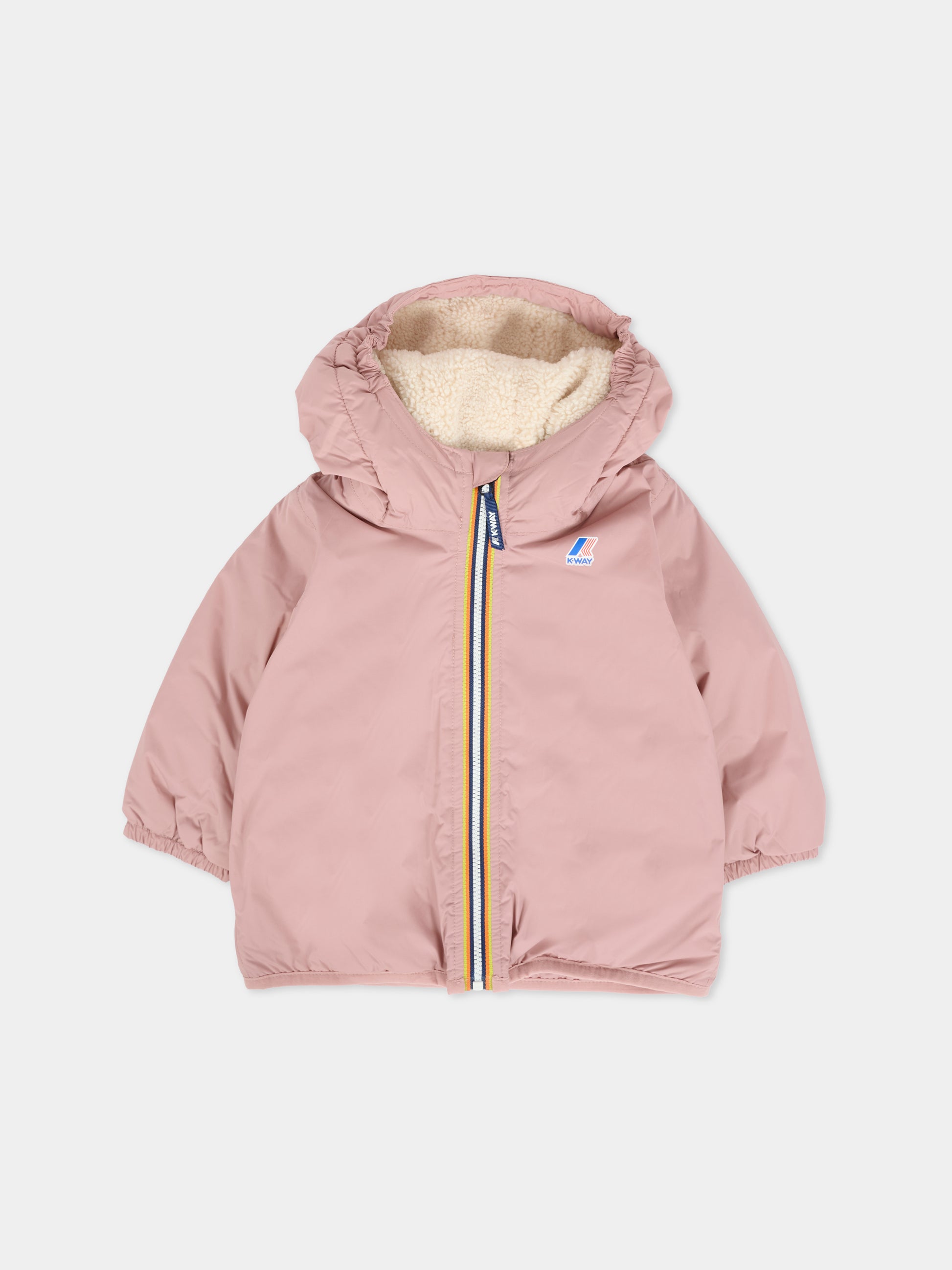 Giubbotto rosa Claudine Orsetto per neonata con logo,K-way,K7142RW WDV