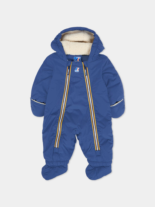 Piumino blu Snotty Orsetto per neonato con logo,K-way,K8134PW 867
