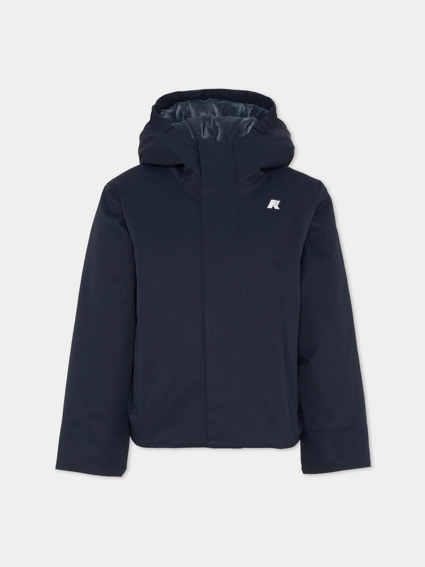 Giubbotto Jacko Twill Marmotta blu per bambino con logo,K-way,K1128FW AL9