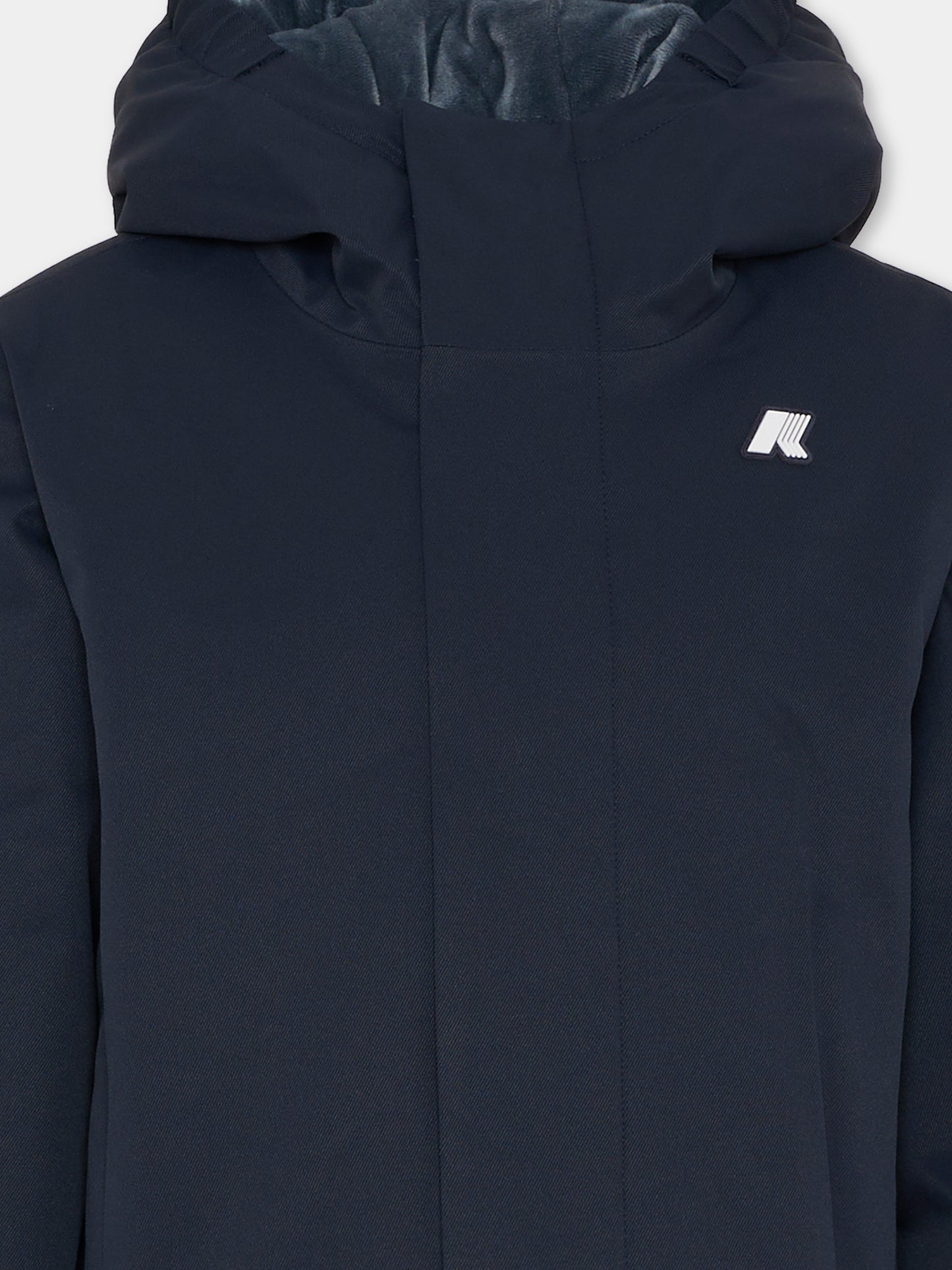 Giubbotto Jacko Twill Marmotta blu per bambino con logo,K-way,K1128FW AL9