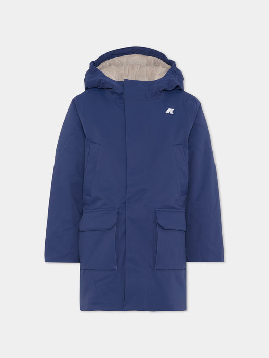 Parka Jarko Twill Marmotta blu per bambino con logo,K-way,K1128HW B2B