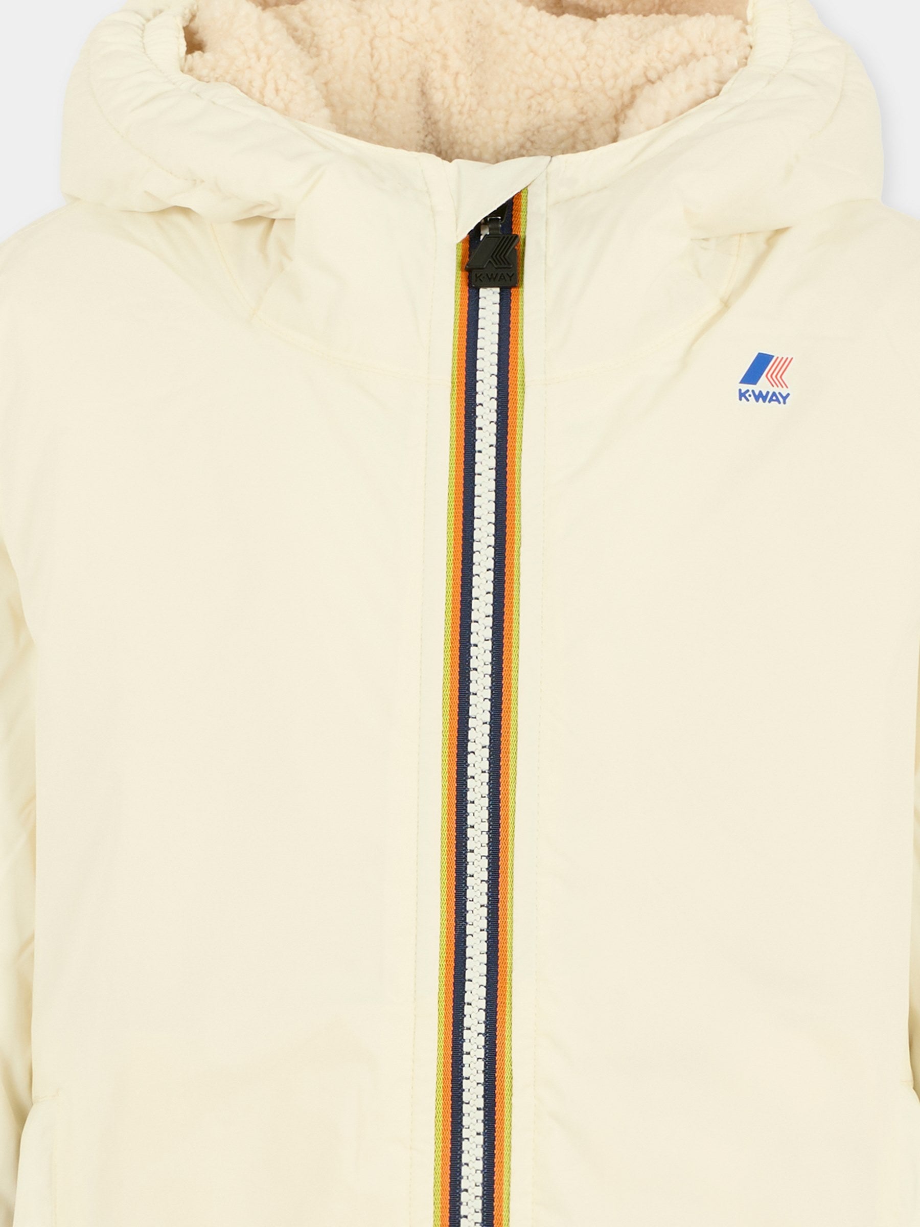 Giubbotto bianco Claudine Orsetto per bambini con logo,K-way,K7142TW X42