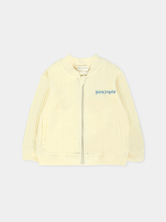 Felpa avorio per neonato con logo,Palm Angels,PB3X002F25FLE0010340