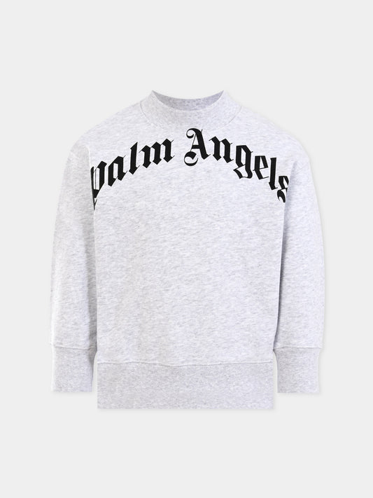 Felpa grigia per bambini con logo,Palm Angels,PBBA012C99FLE0030810