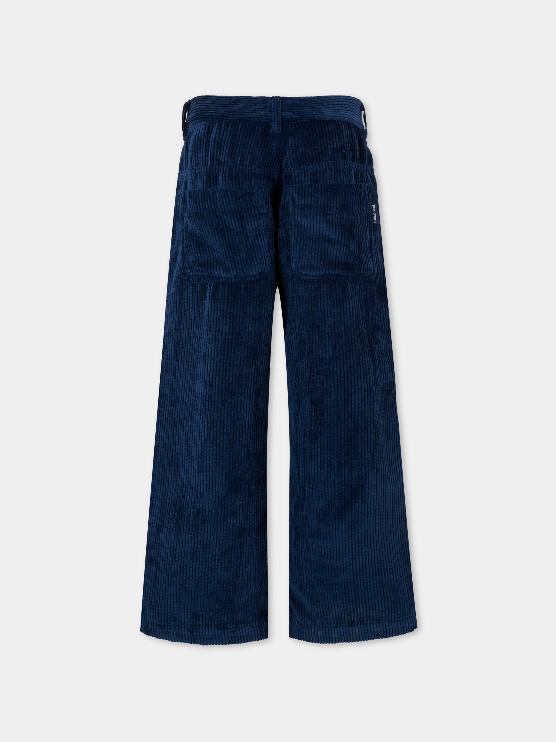 Pantaloni blu per bambino con logo,Palm Angels,PBCF006F25FAB0014603