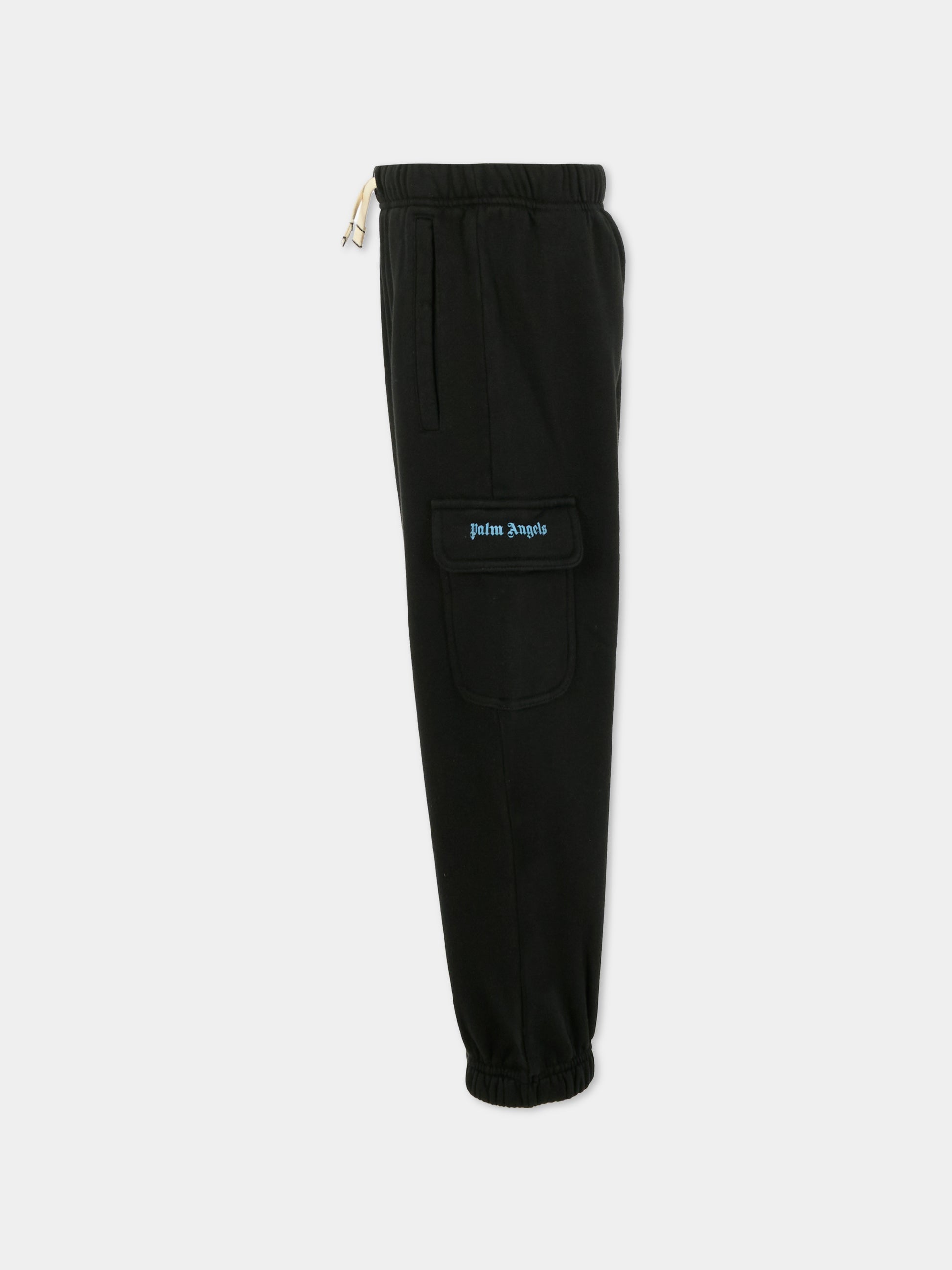 Pantaloni neri per bambino con logo,Palm Angels,PBCH016F25FLE0011040