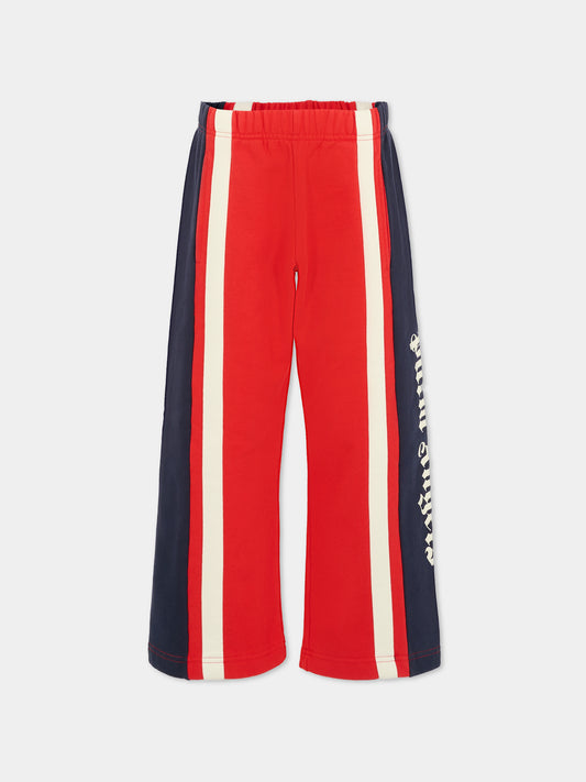Pantaloni rossi per bambino con logo,Palm Angels,PBCH018F25FLE0012503
