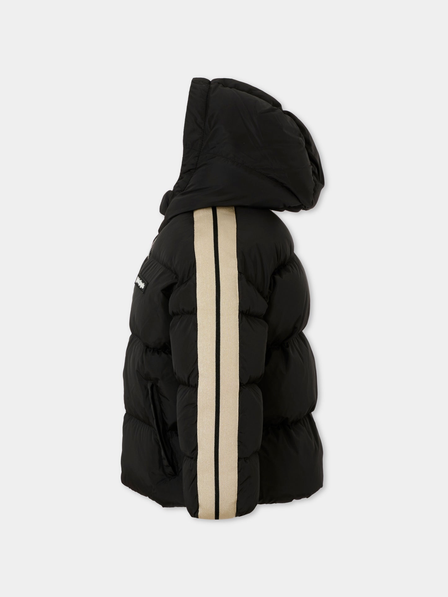 Piumino nero per bambini con logo,Palm Angels,PBEJ001C99FAB0011003