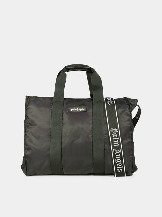 Borsa mamma nera per neonati con logo,Palm Angels,PBXE001C99FAB0011003