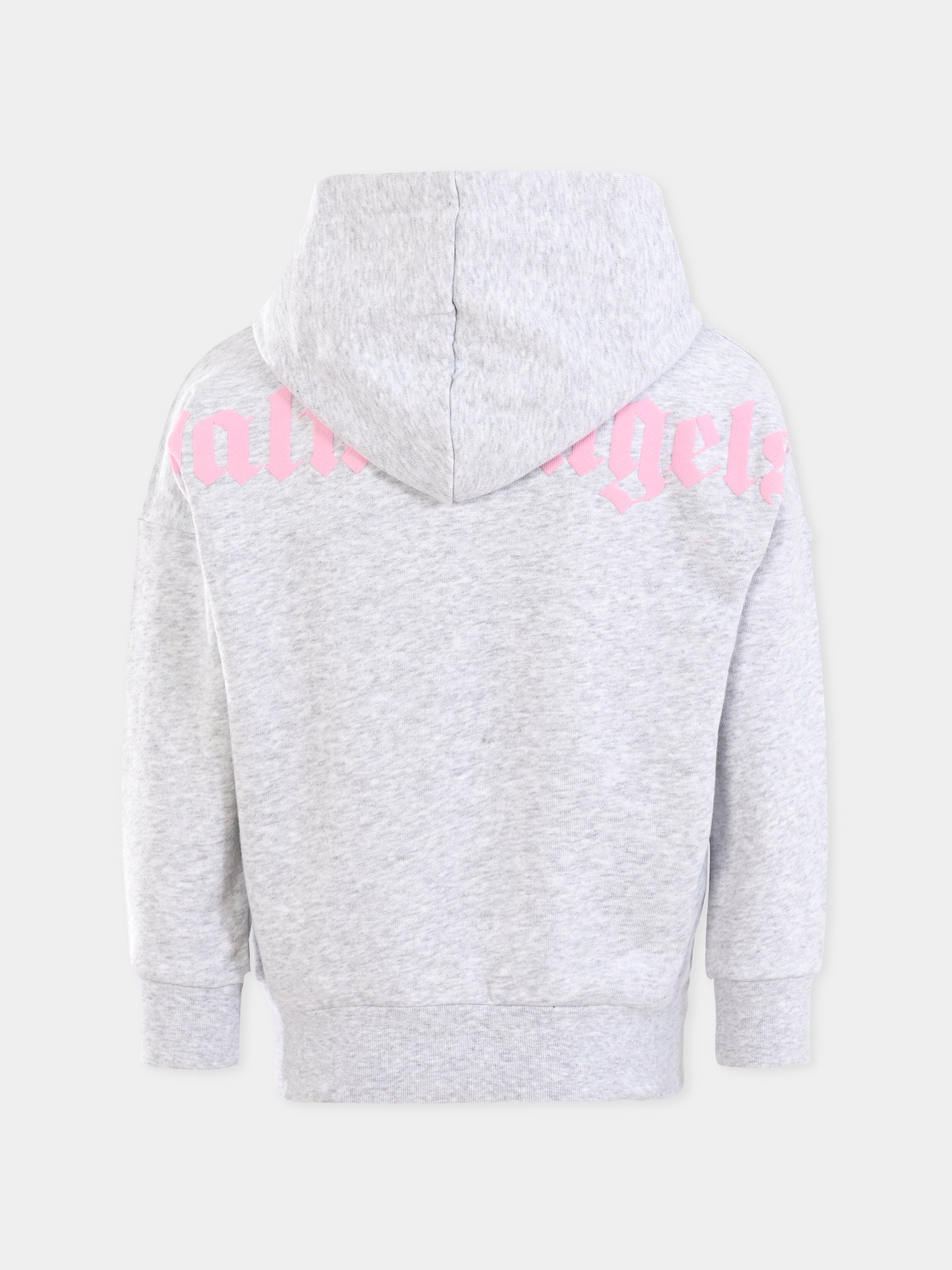 Felpa grigia per bambina con logo,Palm Angels,PGBB014C99FLE002083B