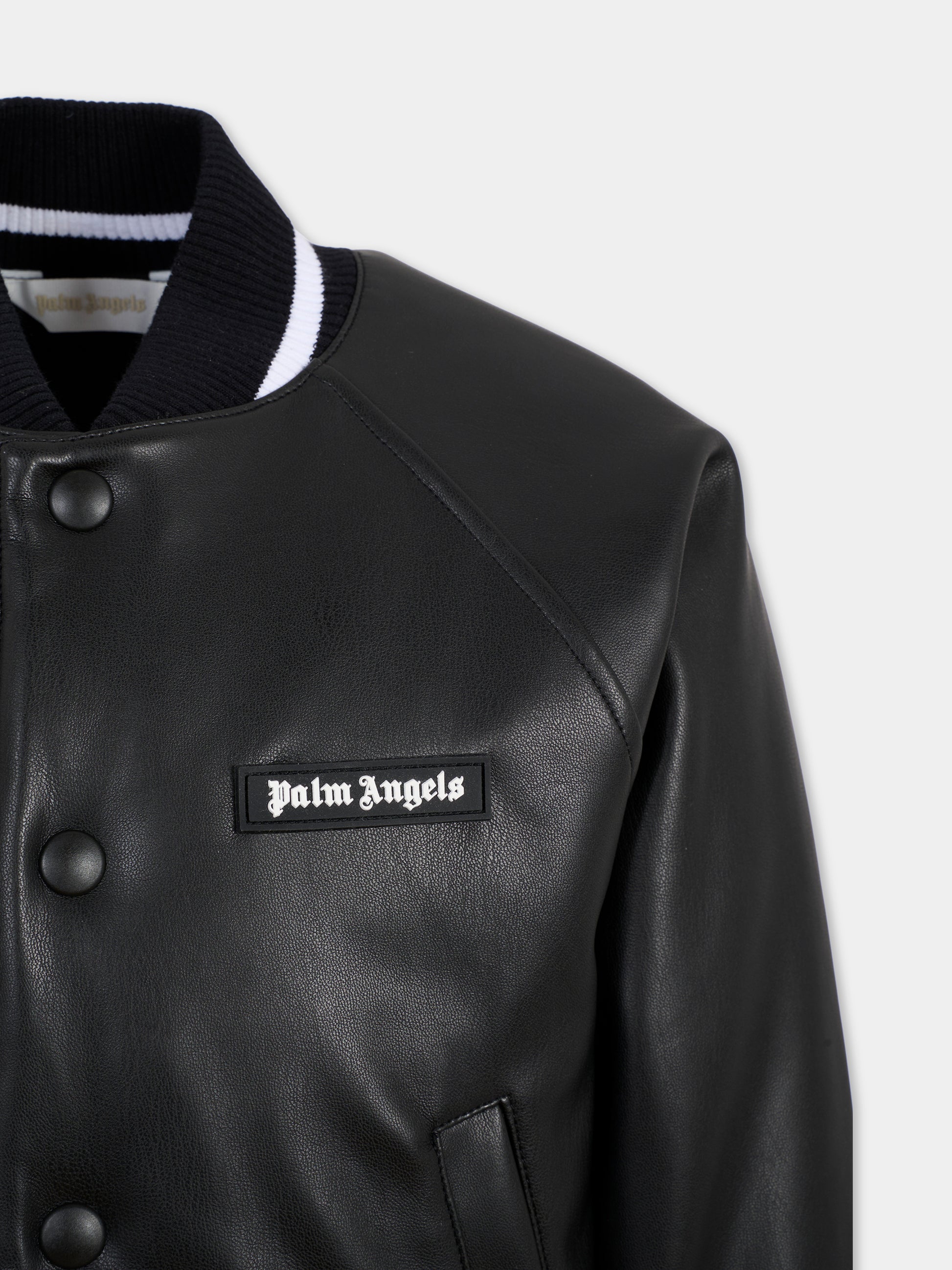 Bomber nero per bambini con logo,Palm Angels,PGEK001F25FAB0011003