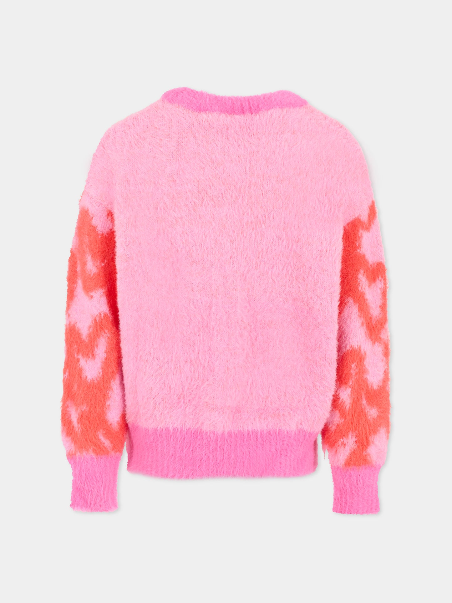 Maglione rosa per bambina con stelle e logo,Palm Angels,PGHE002F25KNI0033B36