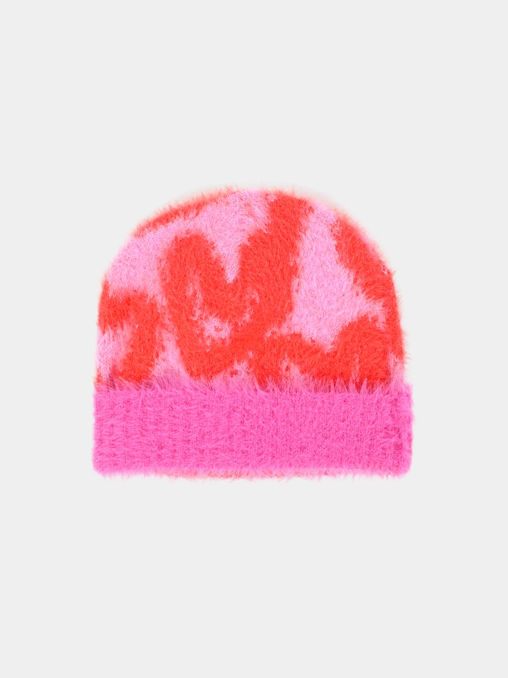 Berretto rosa per bambina con logo e cuori,Palm Angels,PGLC006F25KNI0023B16